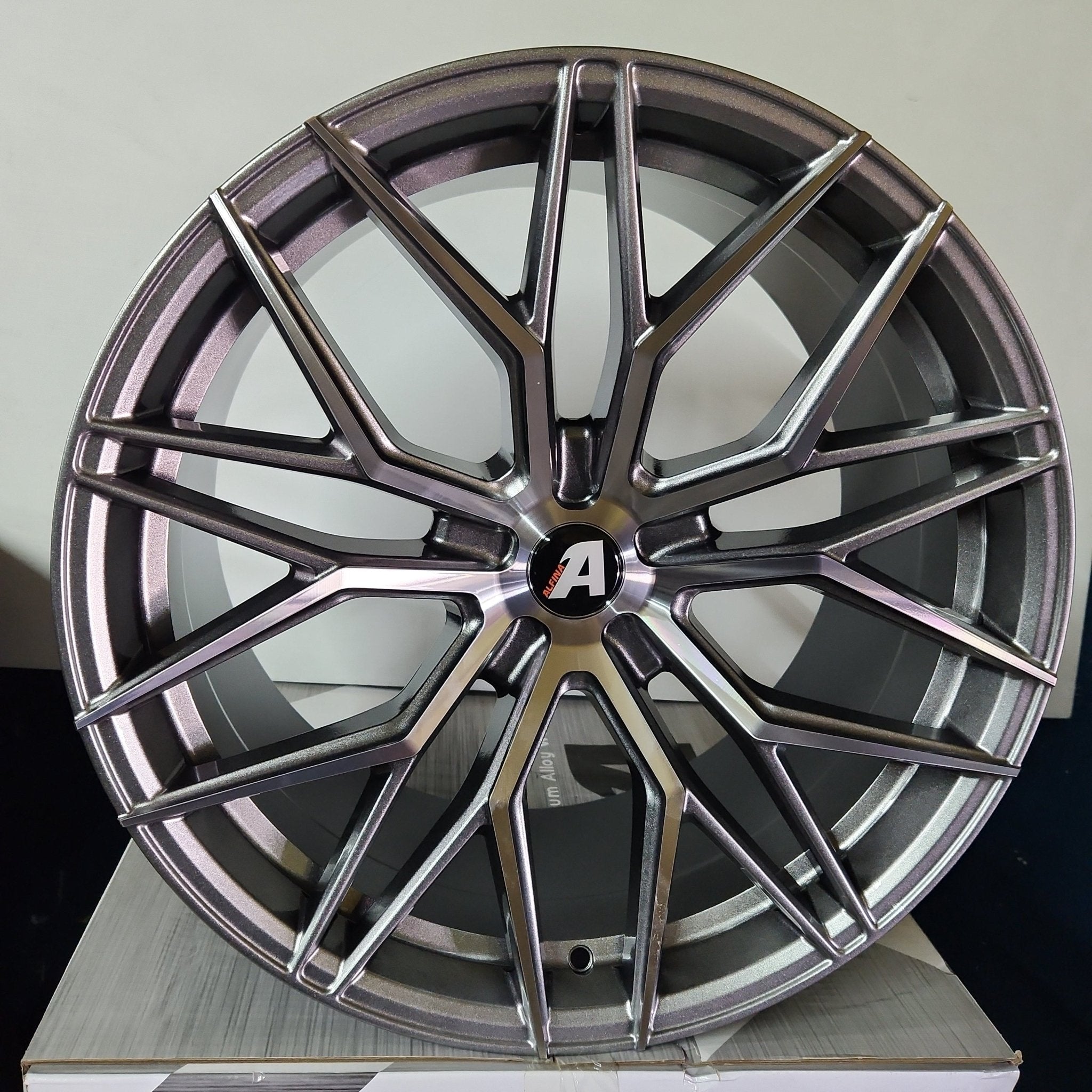 ALFINA AF303 20X10 BLANK GLOSS GUN METAL MACHINED FACE - Gun Hill Tire House (WTW - WHOLESALE TIRES & WHEELS)