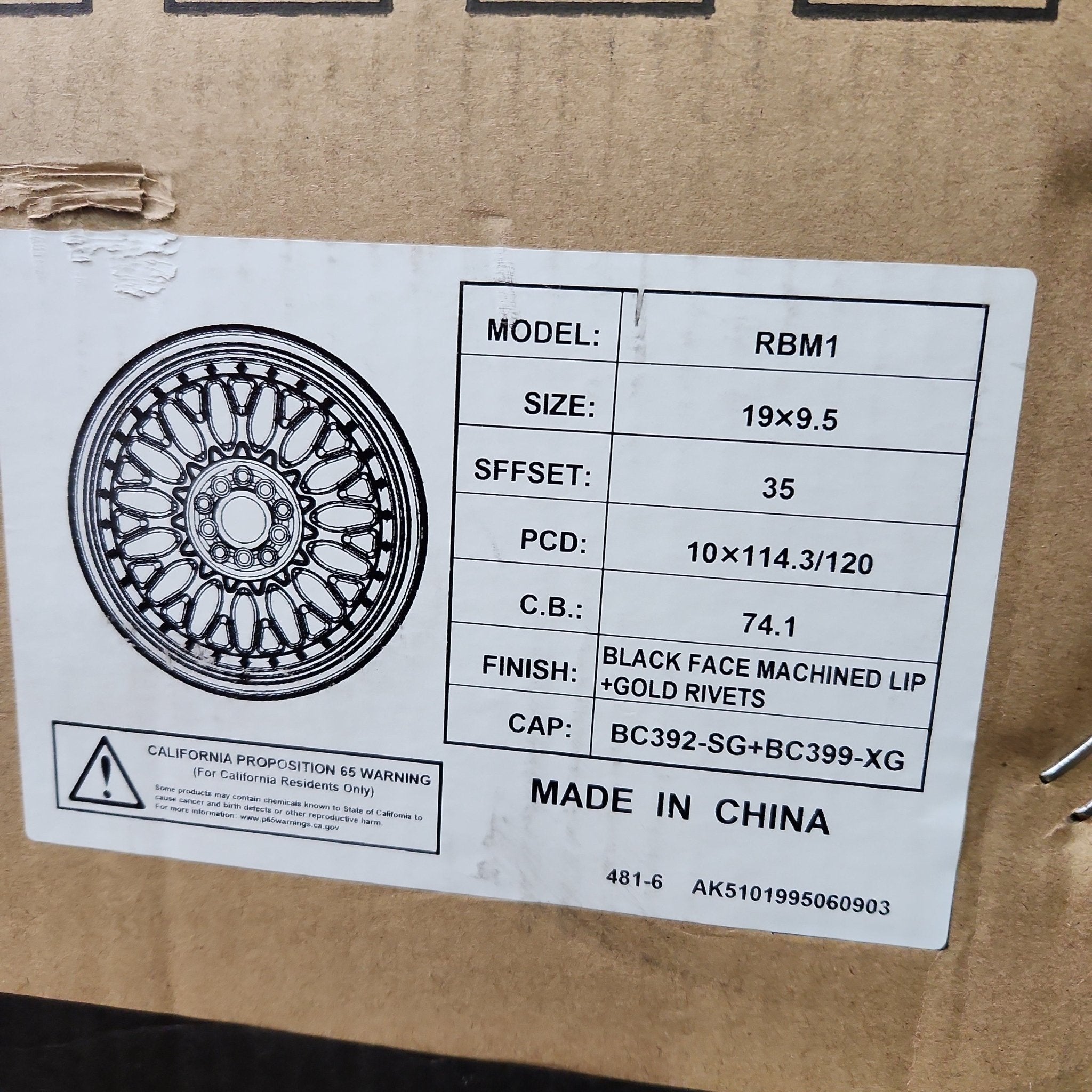 UNLEASH - RBM1 19X9.5 5X4.5/ 5X120 BFM LIP+GOLD RIVETS - Gun Hill Tire House (WTW - WHOLESALE TIRES & WHEELS)
