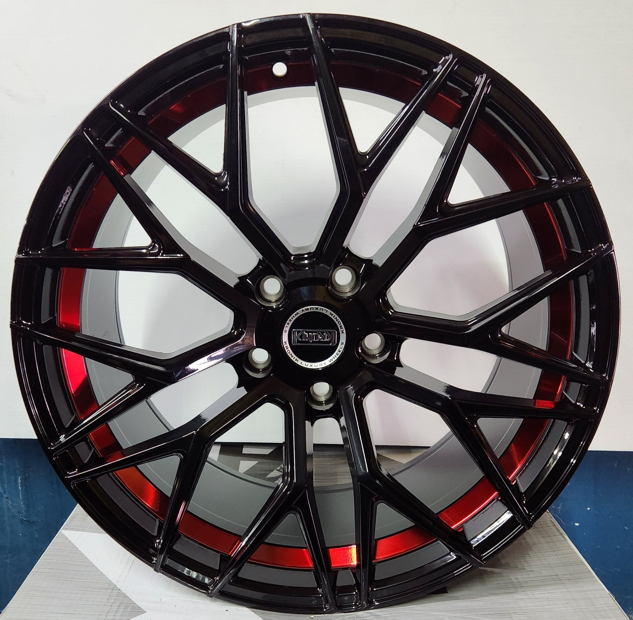 PARAGON B325 19X8.5 5X120 @PIANO BLACK WITH RED UNDERCUT - Gun Hill Tire House (WTW - WHOLESALE TIRES & WHEELS)