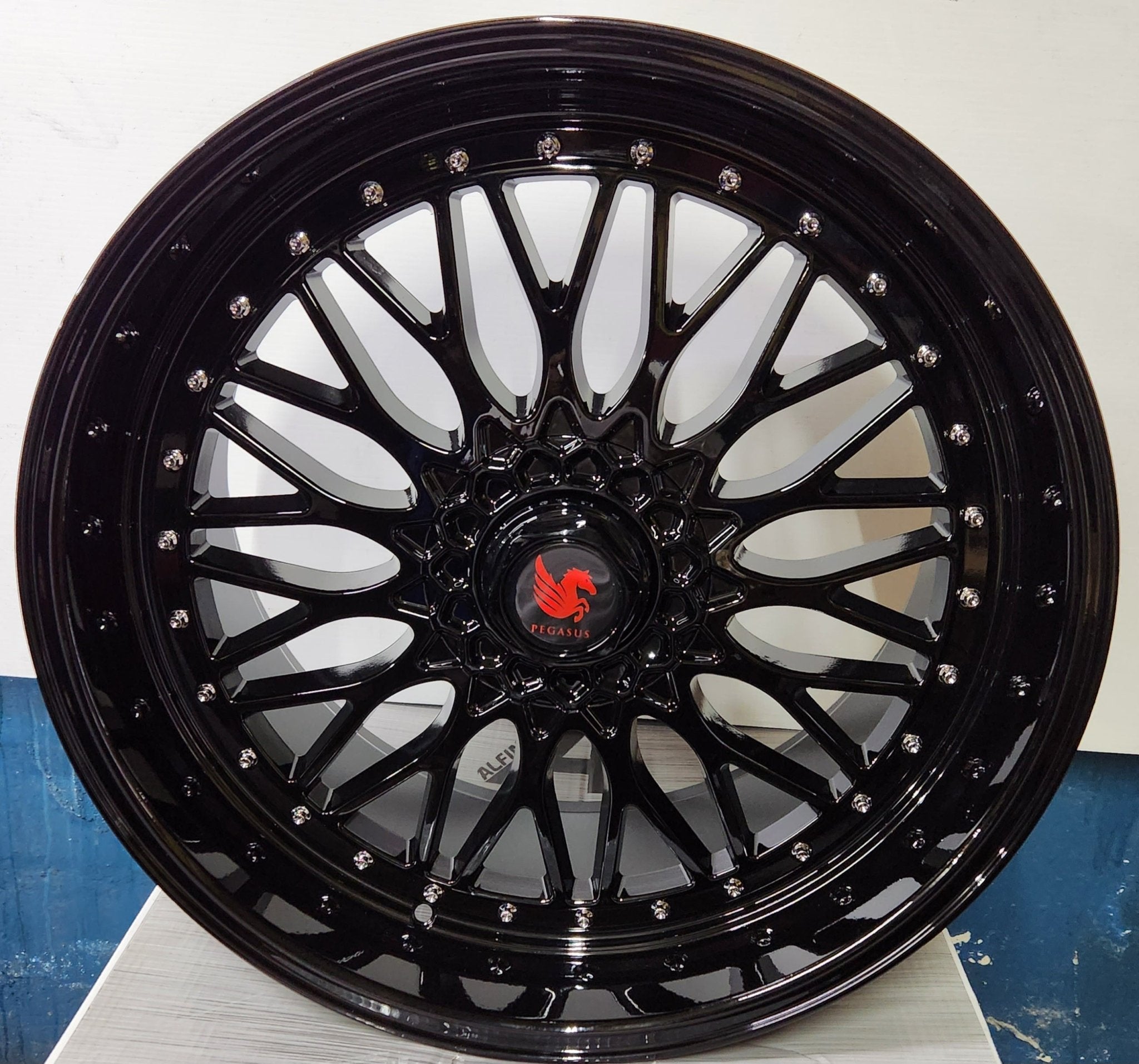 RBM1 22X10.5 5X112 / 5X114.3 / 5X120 FULLGLOSS BLACK CHROME RIVETS - Gun Hill Tire House (WTW - WHOLESALE TIRES & WHEELS)