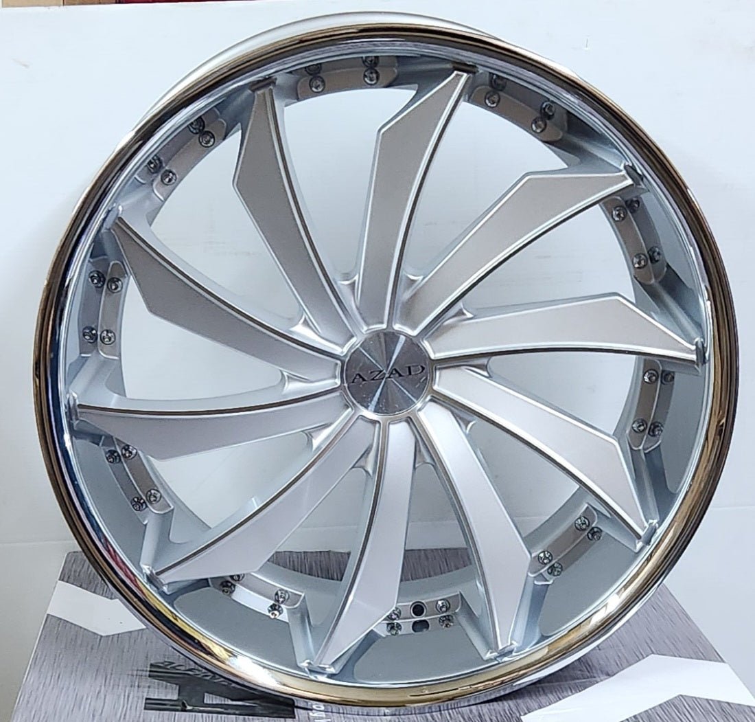 OE AZAD AZ911 22x10.5 BLANK RIGHT - HAND BRUSHED SILVER STAINLESS STEEL LIP - Gun Hill Tire House (WTW - WHOLESALE TIRES & WHEELS)