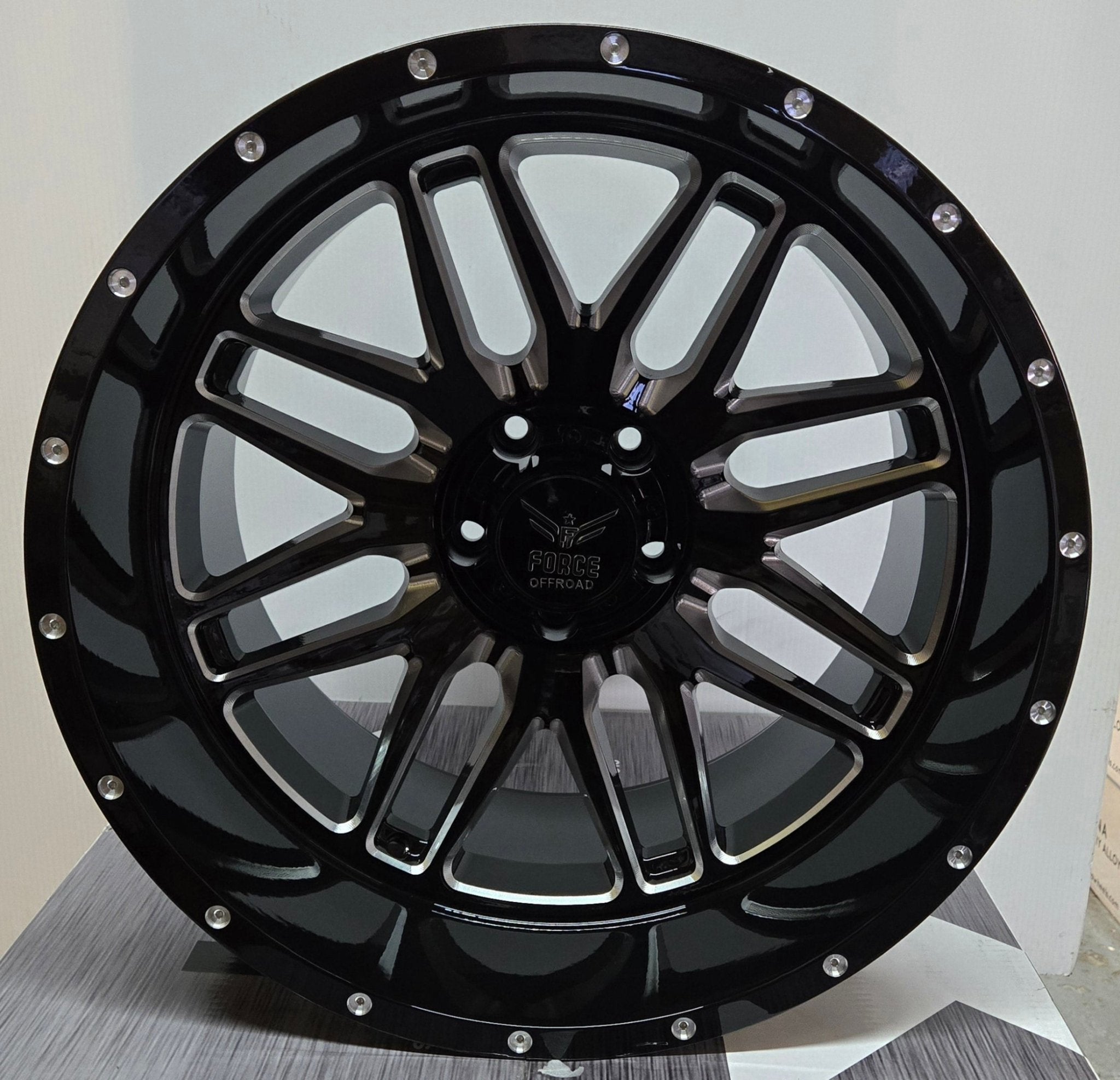 FORCE F - 4 20x12 5x127 GLOSS BLACK W/MILLING WINDOW - Gun Hill Tire House (WTW - WHOLESALE TIRES & WHEELS)