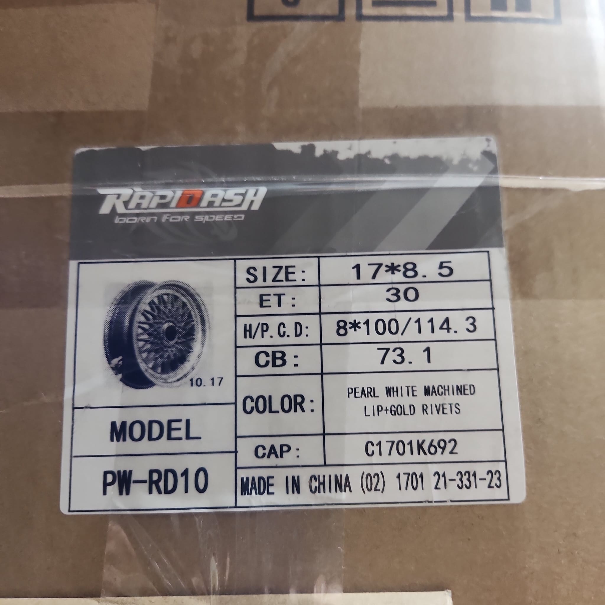 PW - RD10 17X8.5 4X100 4X114.3 PEARL WHITE MACHINED GOLD RIVETS - Gun Hill Tire House (WTW - WHOLESALE TIRES & WHEELS)