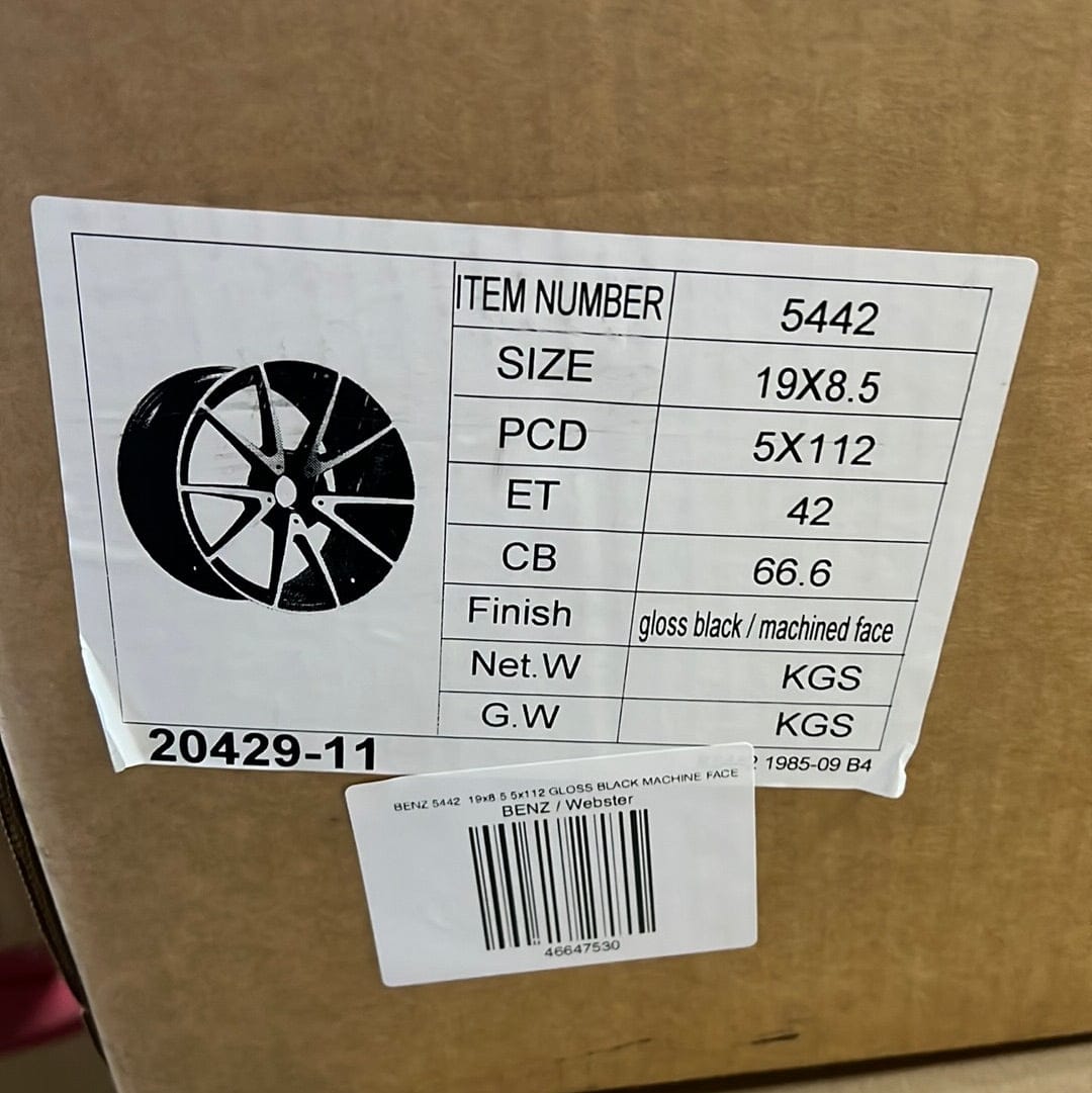 WHEELS 5442 19x8.5 5x112 GLOSS BLACK MACHINED FACE - Gun Hill Tire House (WTW - WHOLESALE TIRES & WHEELS)