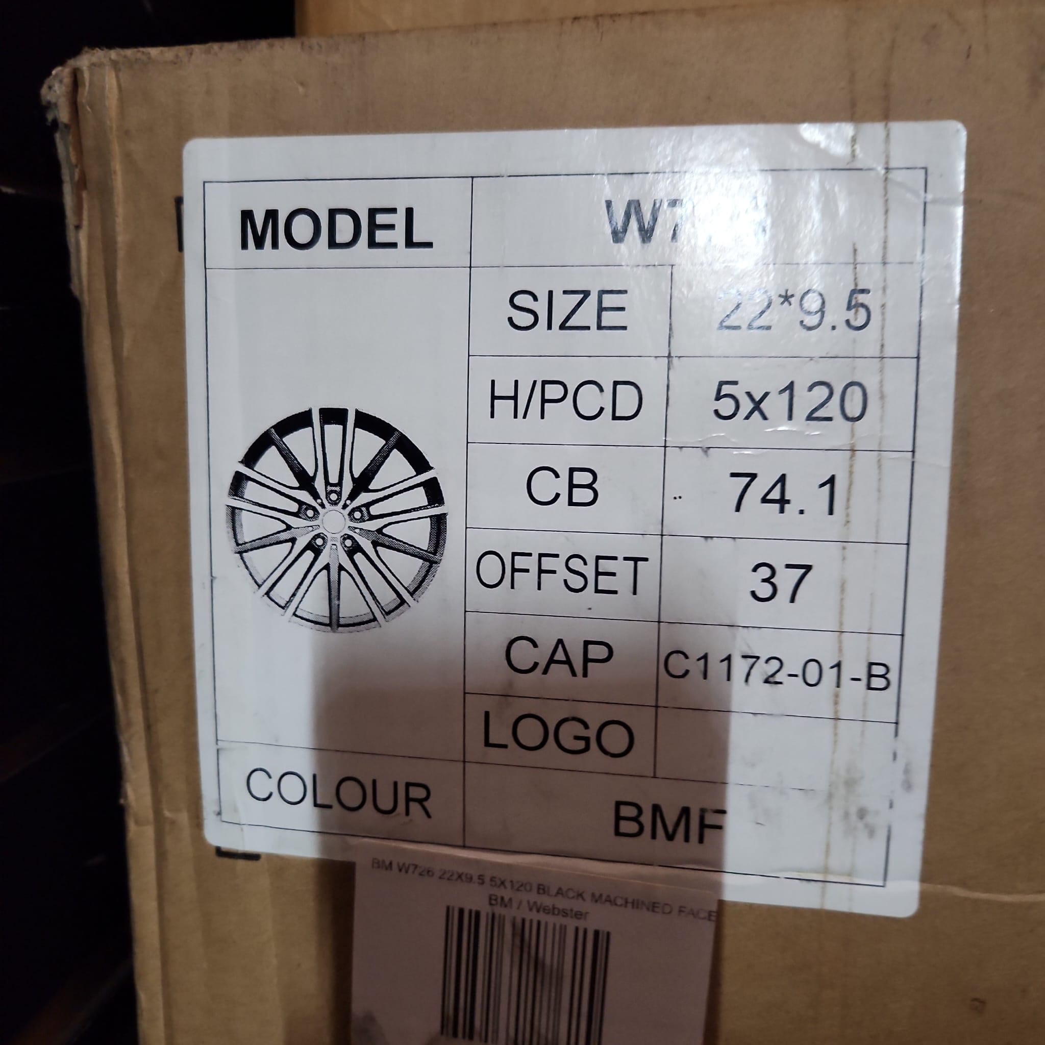 W726 22X9.5 5X120 BLACK MACHINED FACE - Gun Hill Tire House (WTW - WHOLESALE TIRES & WHEELS)