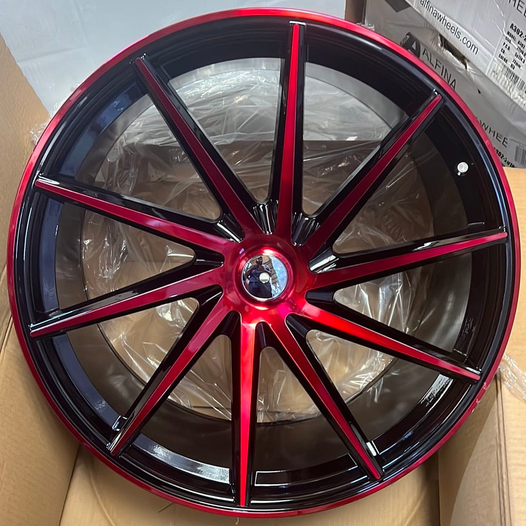 AF301 20X10 BLANK GLOSSY BLACK MACHUNED RED TINT - Gun Hill Tire House (WTW - WHOLESALE TIRES & WHEELS)