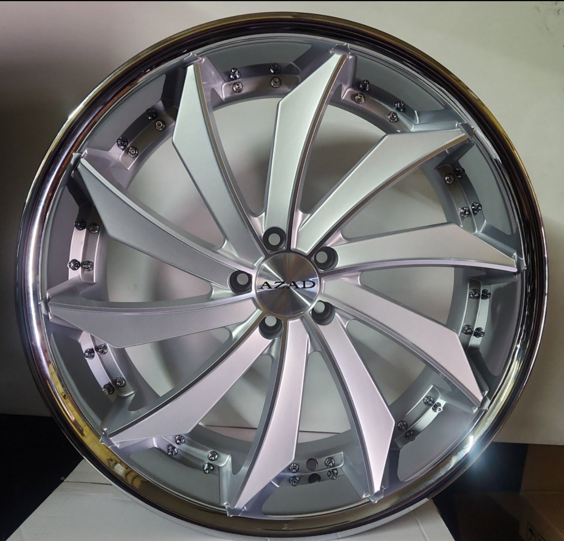 AZAD AZ911 22X9 5X120 RIGH HAND SILVER + STAINELESS STEEL LIP - Gun Hill Tire House (WTW - WHOLESALE TIRES & WHEELS)