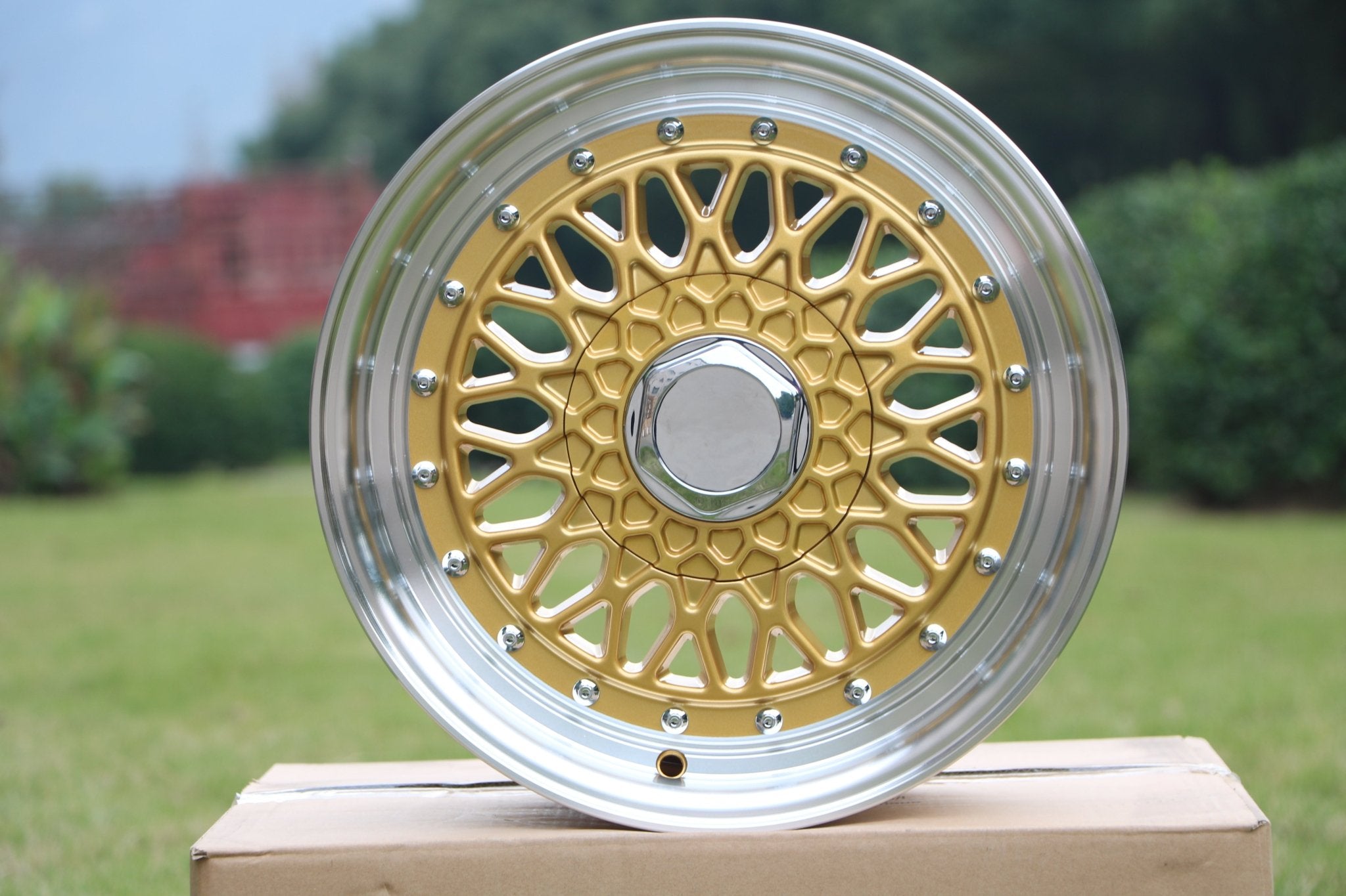 W883 Gold Machined Lip With Silver Rivet 20x8.5 ET35 5x120/114.3 CB73.1 - Gun Hill Tire House (WTW - WHOLESALE TIRES & WHEELS)