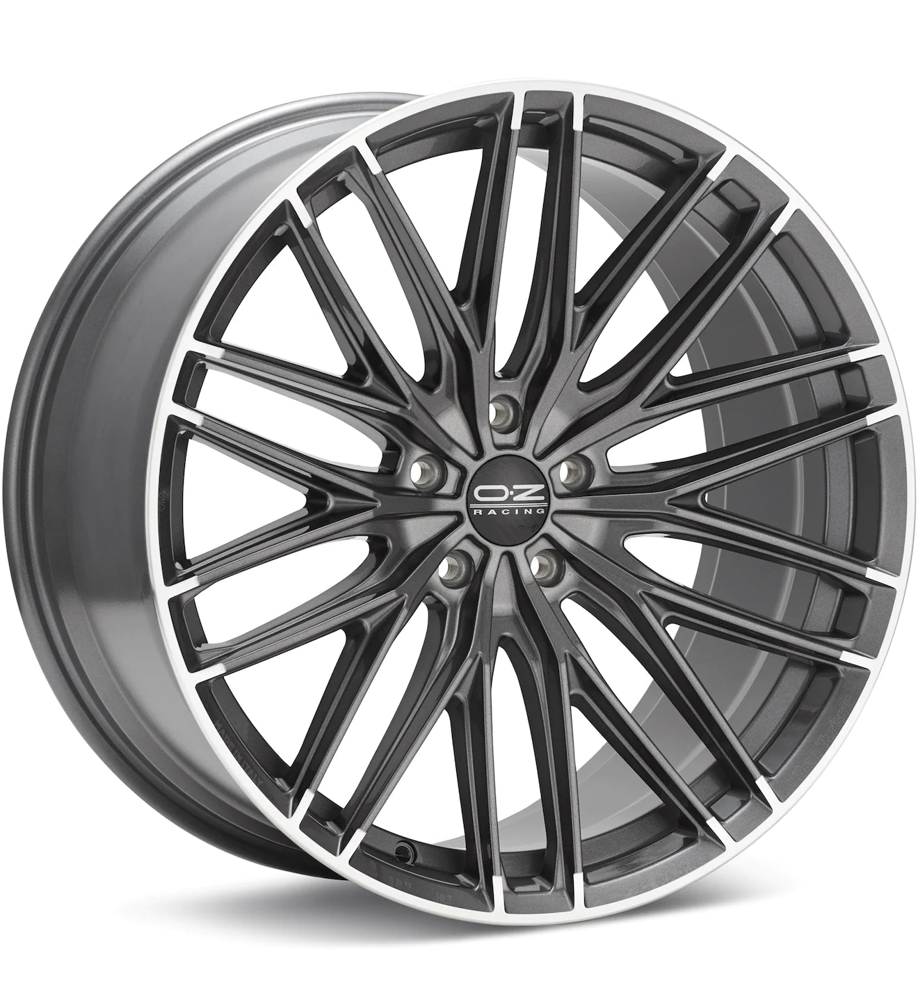 O.Z. GRAN TURISMO HLT MACHINED W/STAR GRAPHITE ACCNT - Gun Hill Tire House (WTW - WHOLESALE TIRES & WHEELS)