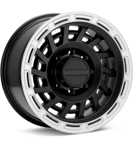 RACELINE HALO 8 - LUG SATIN BLACK W/SILVER RING - Gun Hill Tire House (WTW - WHOLESALE TIRES & WHEELS)
