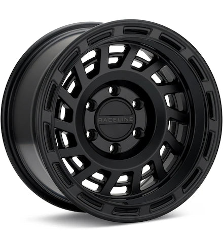 RACELINE HALO SATIN BLACK W/SILVER RING - Gun Hill Tire House (WTW - WHOLESALE TIRES & WHEELS)