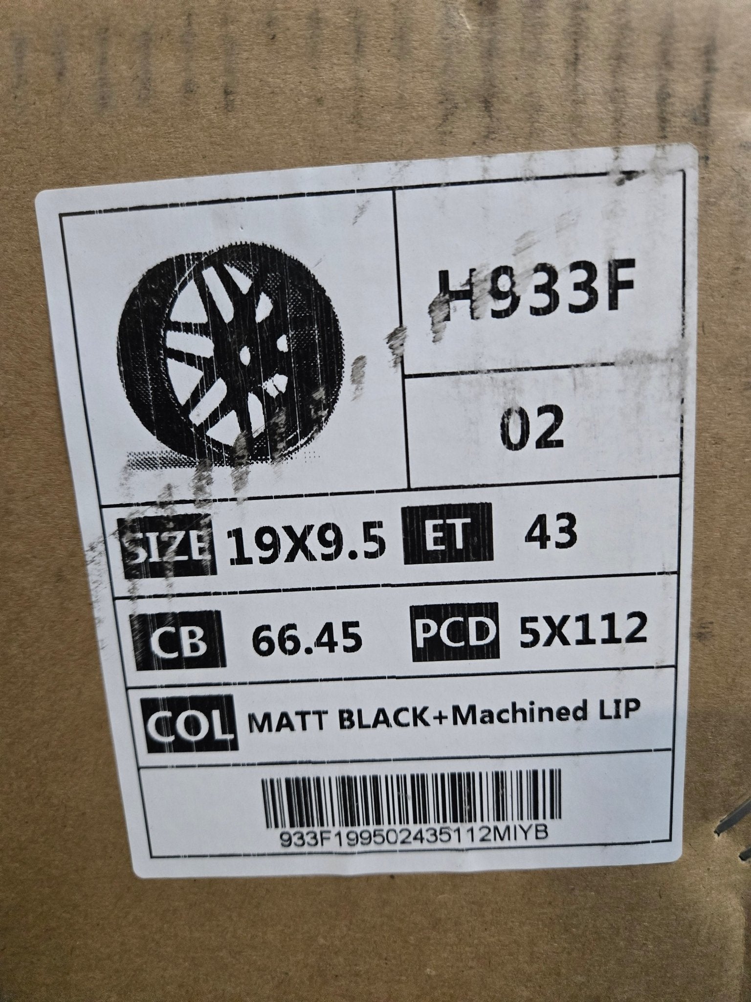 H933F 19X9.5 5X112 MATTE BLACK MACHINED RING - Gun Hill Tire House (WTW - WHOLESALE TIRES & WHEELS)