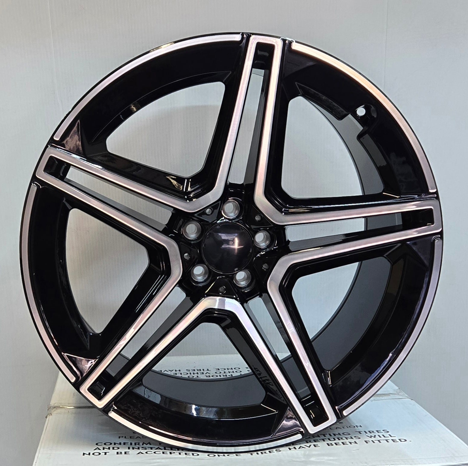 H3067F 22x11.5 5x112 GLOSS BLACK MACHINED FACE - Gun Hill Tire House (WTW - WHOLESALE TIRES & WHEELS)