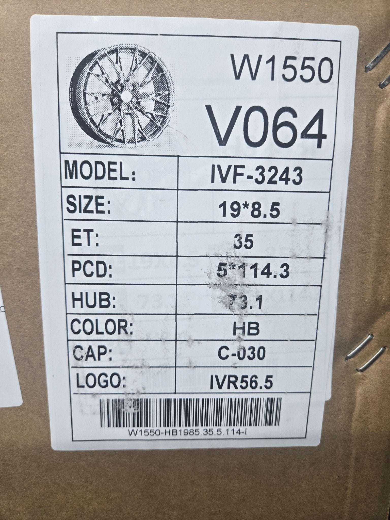 W1550 IVF - 3243 19x8.5 5x114.3 HYPER BLACK - Gun Hill Tire House (WTW - WHOLESALE TIRES & WHEELS)