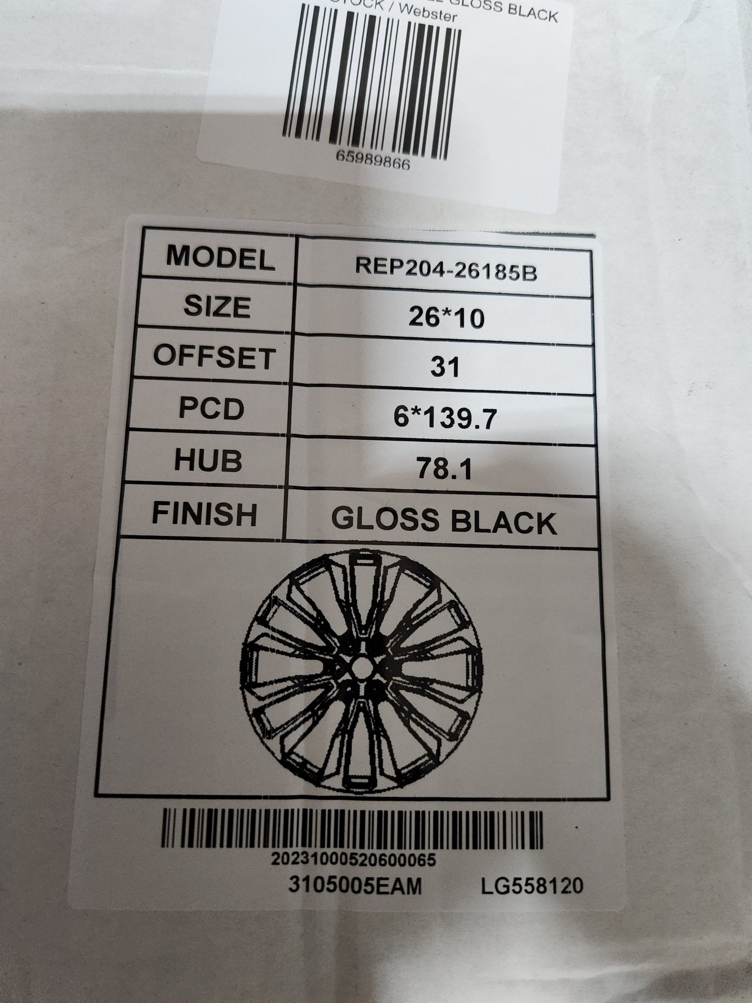 REP204 26x10 6x139.7 FULL GLOSS BLACK - Gun Hill Tire House (WTW - WHOLESALE TIRES & WHEELS)