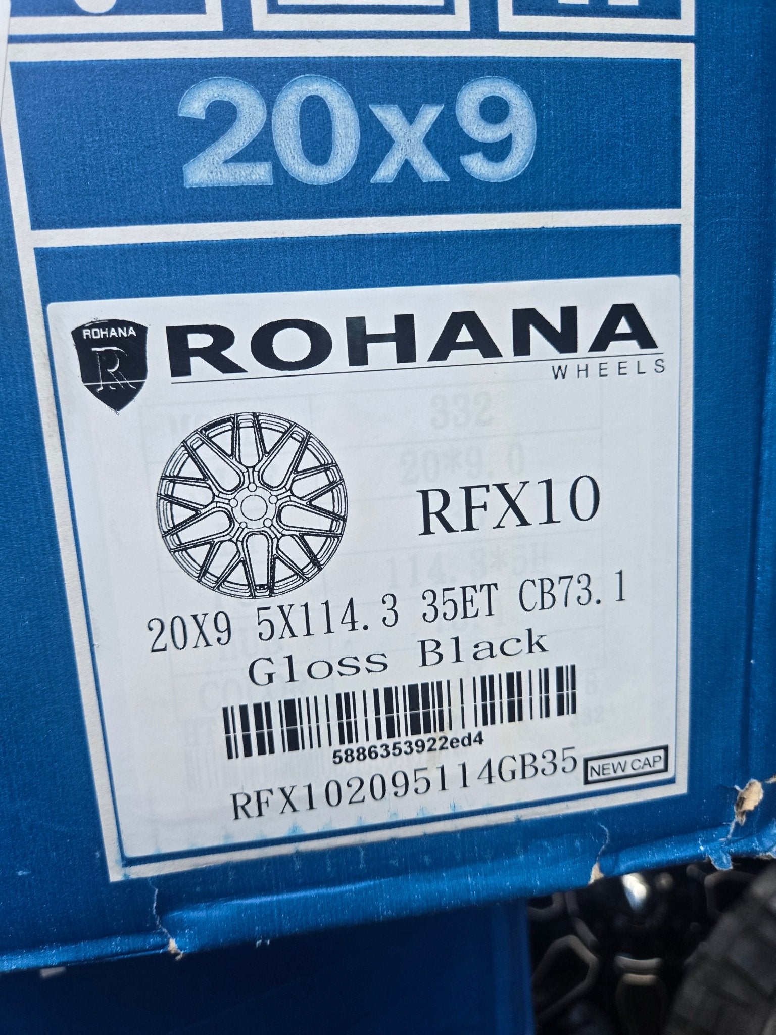 ROHANA RFX10 20X9.0 5X114.3 GLOSS BLACK - Gun Hill Tire House (WTW-WHOLESALE TIRES & WHEELS)