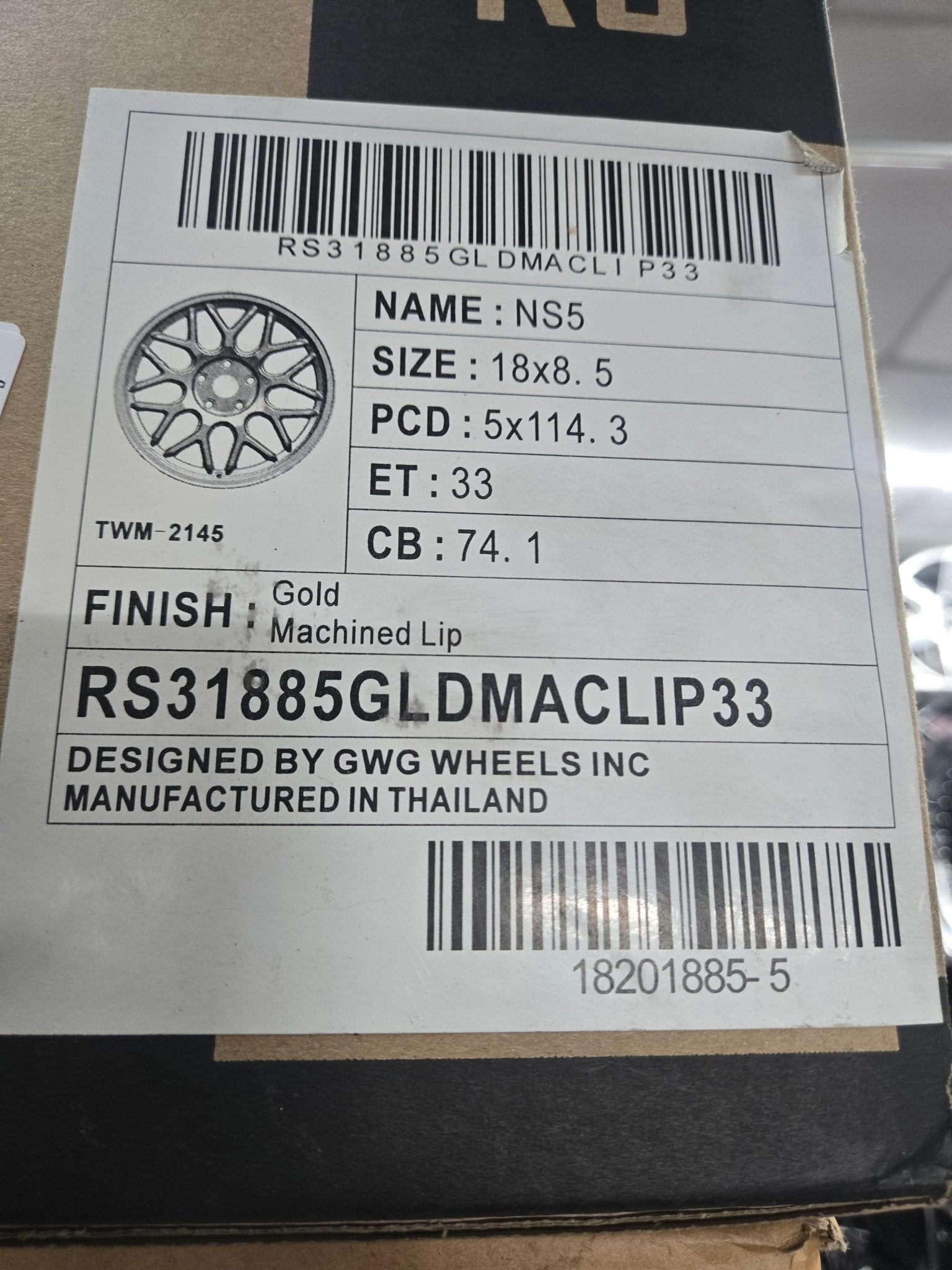 GWG NS5 18X8.5 5X114.3 GOL MACHINED LIP - Gun Hill Tire House (WTW - WHOLESALE TIRES & WHEELS)