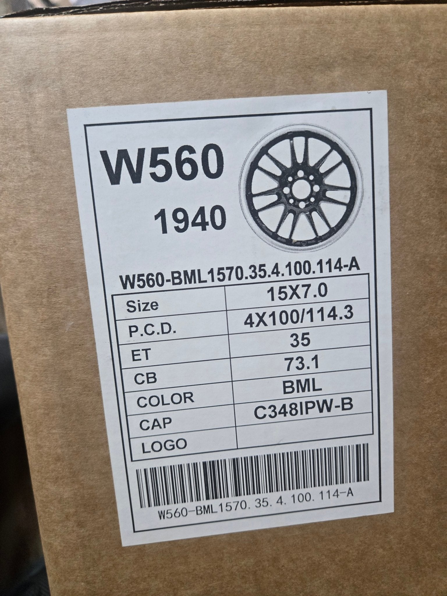 W560 15X7.5 4X100 4X114.3 BLACK MACHINED LIP - Gun Hill Tire House (WTW-WHOLESALE TIRES & WHEELS)