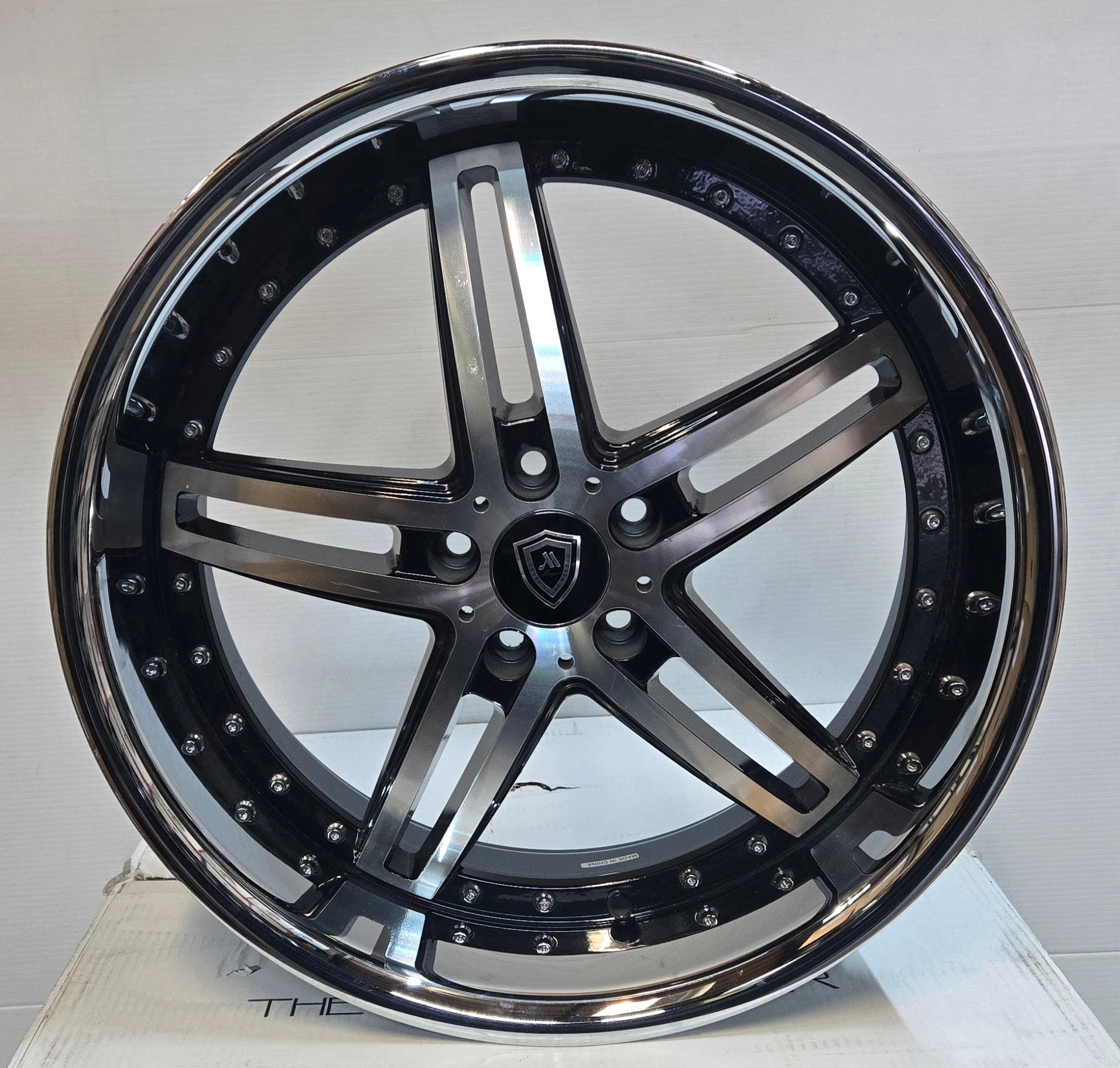 5329A 20X9.5 5X112 BLACK POLISH LIP STAINLESS LIP - Gun Hill Tire House (WTW - WHOLESALE TIRES & WHEELS)