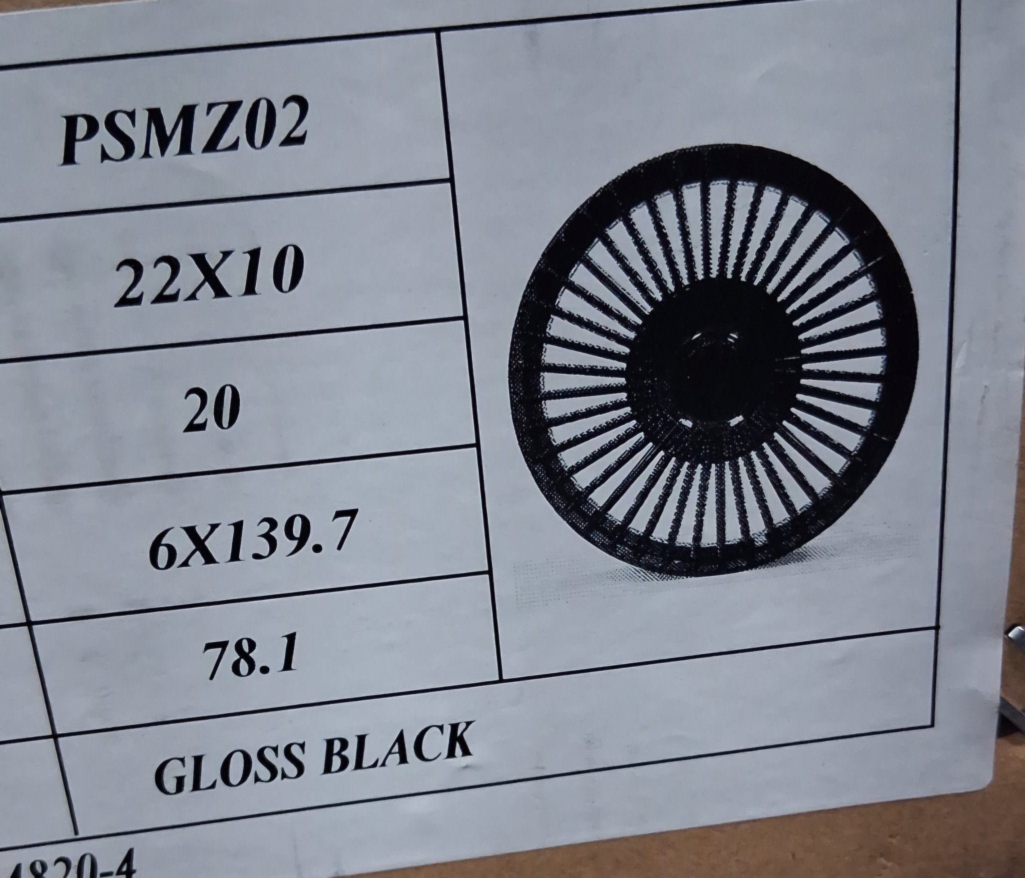 PSMZ02 22X10.0 6X139.7 GLOSS BLACK - Gun Hill Tire House (WTW - WHOLESALE TIRES & WHEELS)