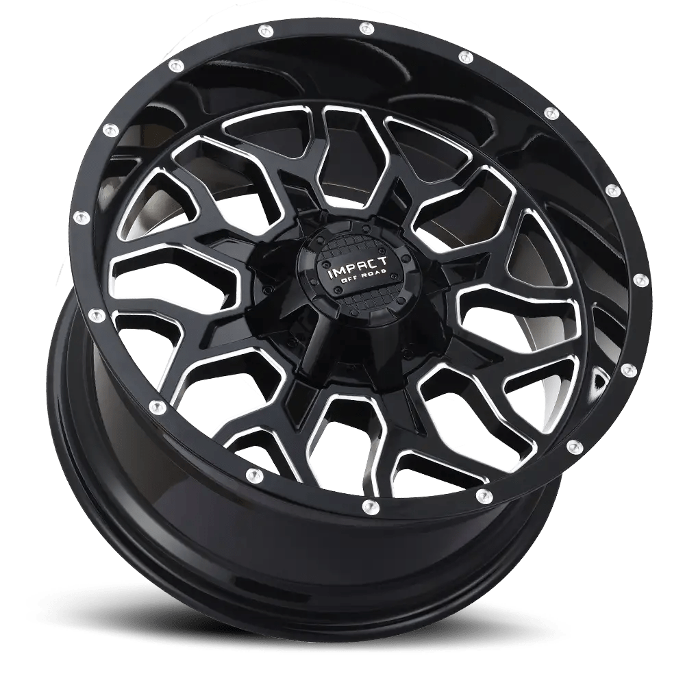IMPACT OFF ROAD 813 22X12 5x5.5 - 5X127 PIANO BLACK MILLING WINDOWS - Gun Hill Tire House (WTW - WHOLESALE TIRES & WHEELS)