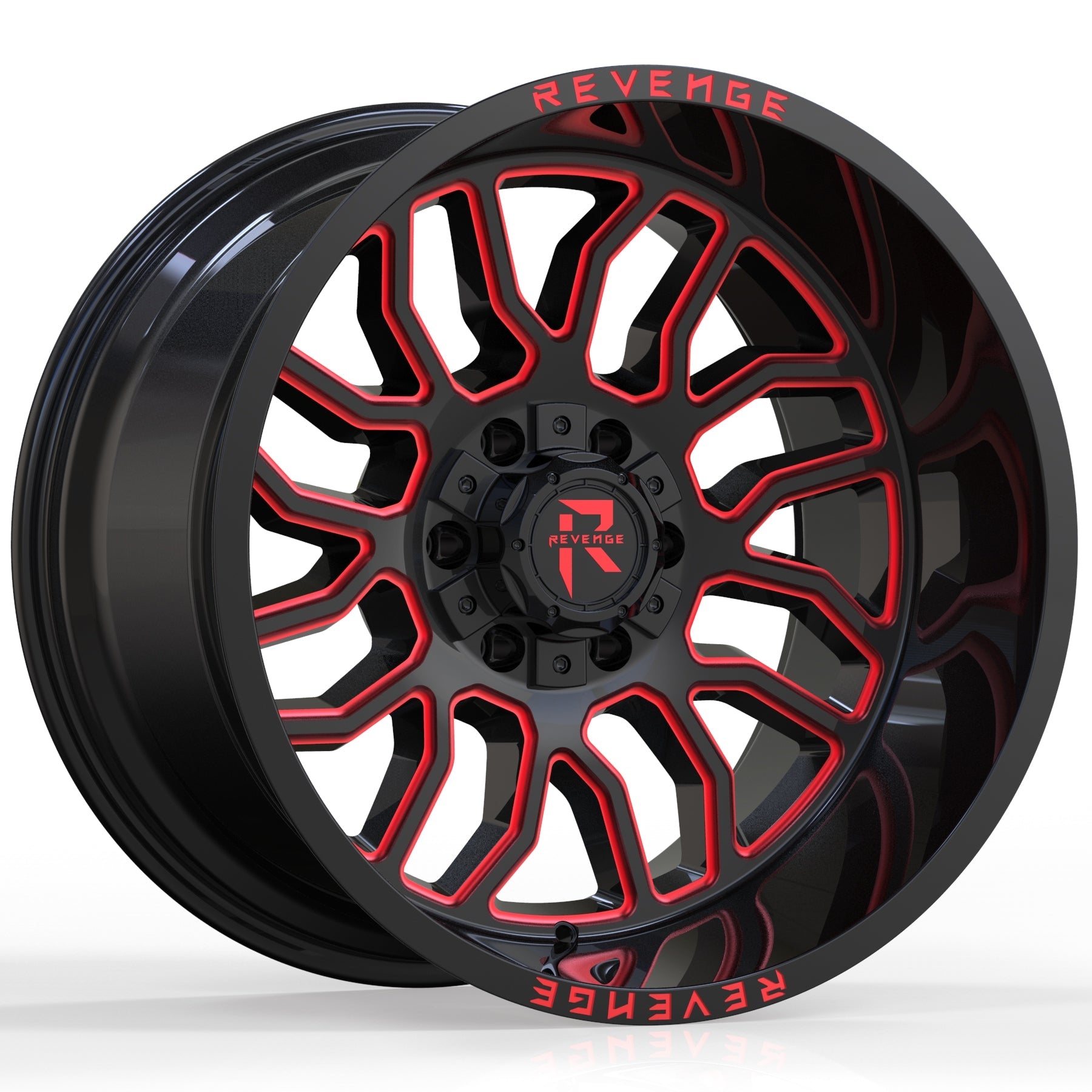 REVENGE RV - 205 20X10 5X150 - 5X139.7 BLACK AND RED MILLED - Gun Hill Tire House (WTW - WHOLESALE TIRES & WHEELS)