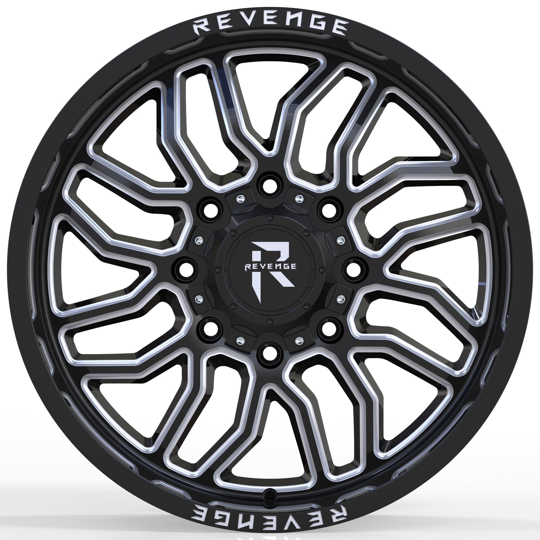 REVENGE RV - 201 20X10 5X127 5X139.7 GLOSS BLACK WITH DOTS - Gun Hill Tire House (WTW - WHOLESALE TIRES & WHEELS)
