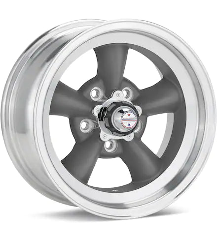 AMERICAN RACING AUTHENTIC HOT ROD VN105 TORQ - THRUST D BLACK W/SATIN MACHINED LIP - Gun Hill Tire House (WTW - WHOLESALE TIRES & WHEELS)