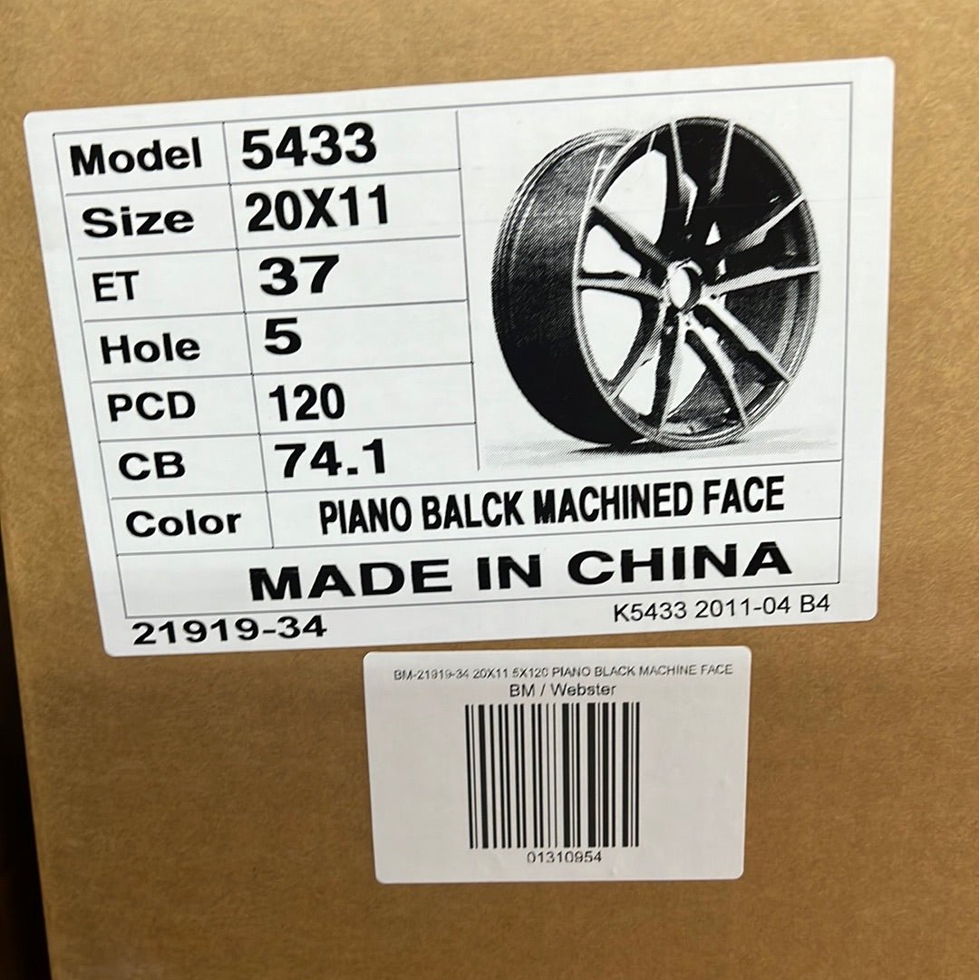 WHEELS - 21919 - 34 20X11 5X120 PIANO BLACK MACHINE FACE - Gun Hill Tire House (WTW - WHOLESALE TIRES & WHEELS)
