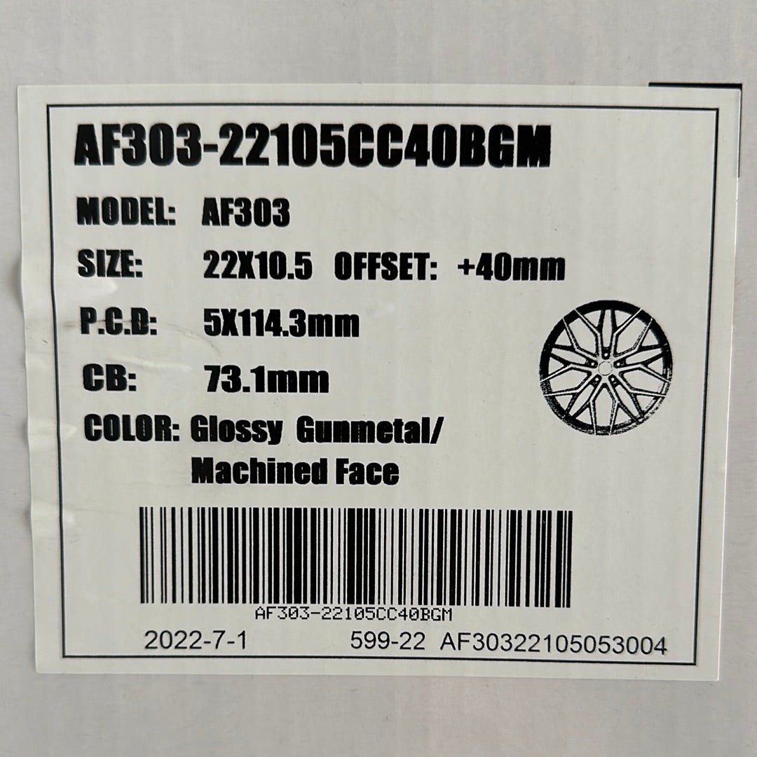 AF303 22x10.5 5X114.3 GLOSS GUNMETAL MACHINED FACE - Gun Hill Tire House (WTW - WHOLESALE TIRES & WHEELS)