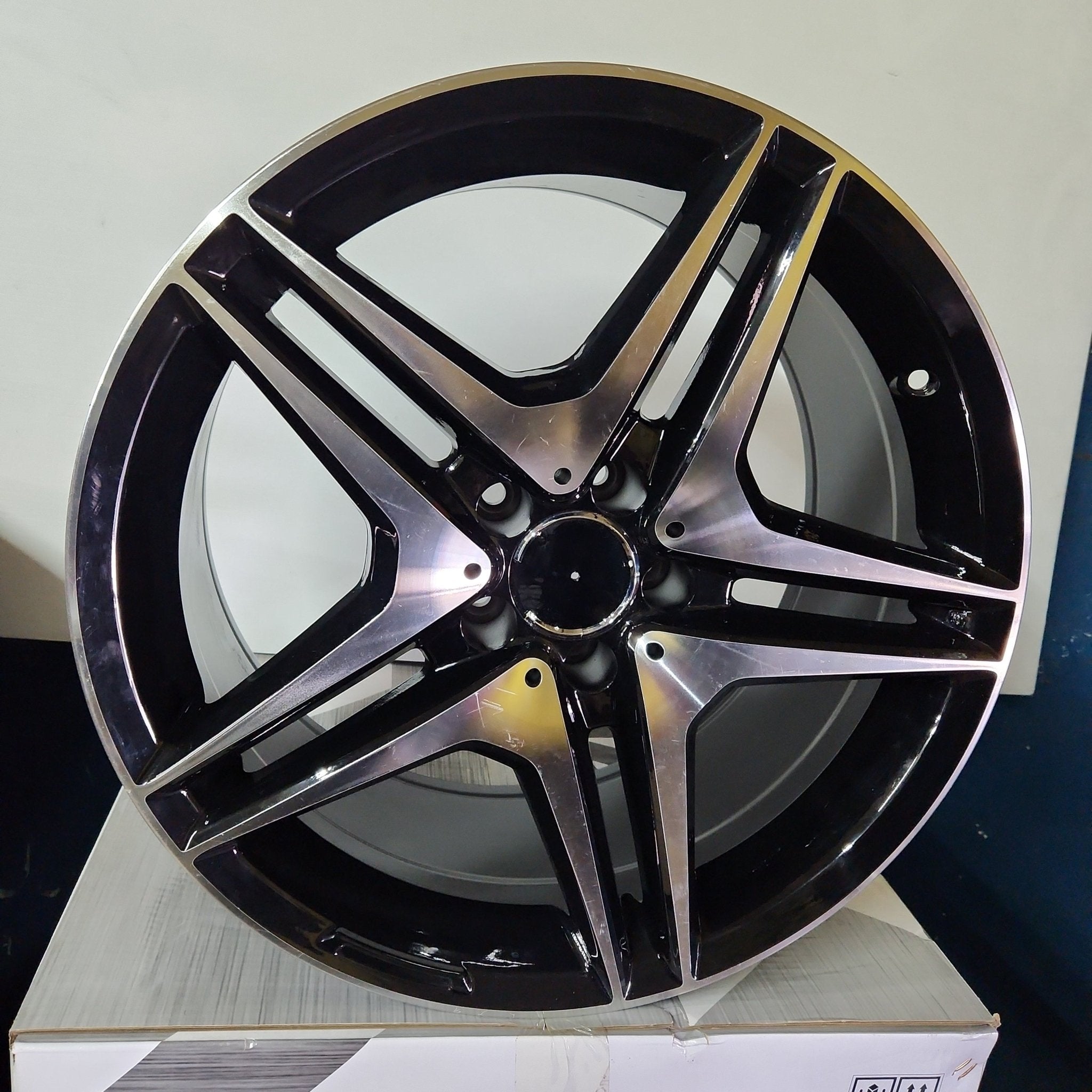 WHEELS - W828 19X8.5 5X112 BLACK MACHINE FACE - Gun Hill Tire House (WTW - WHOLESALE TIRES & WHEELS)