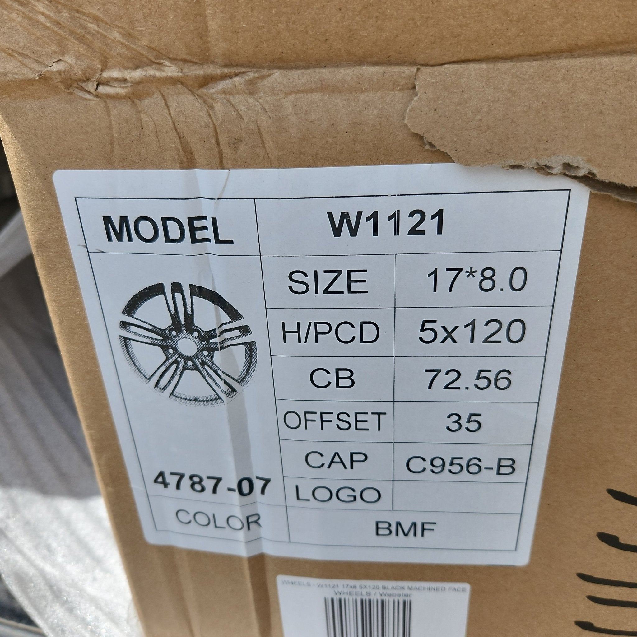 W1121 17x8 5x120 BLACK MACHINED FACE - Gun Hill Tire House (WTW - WHOLESALE TIRES & WHEELS)