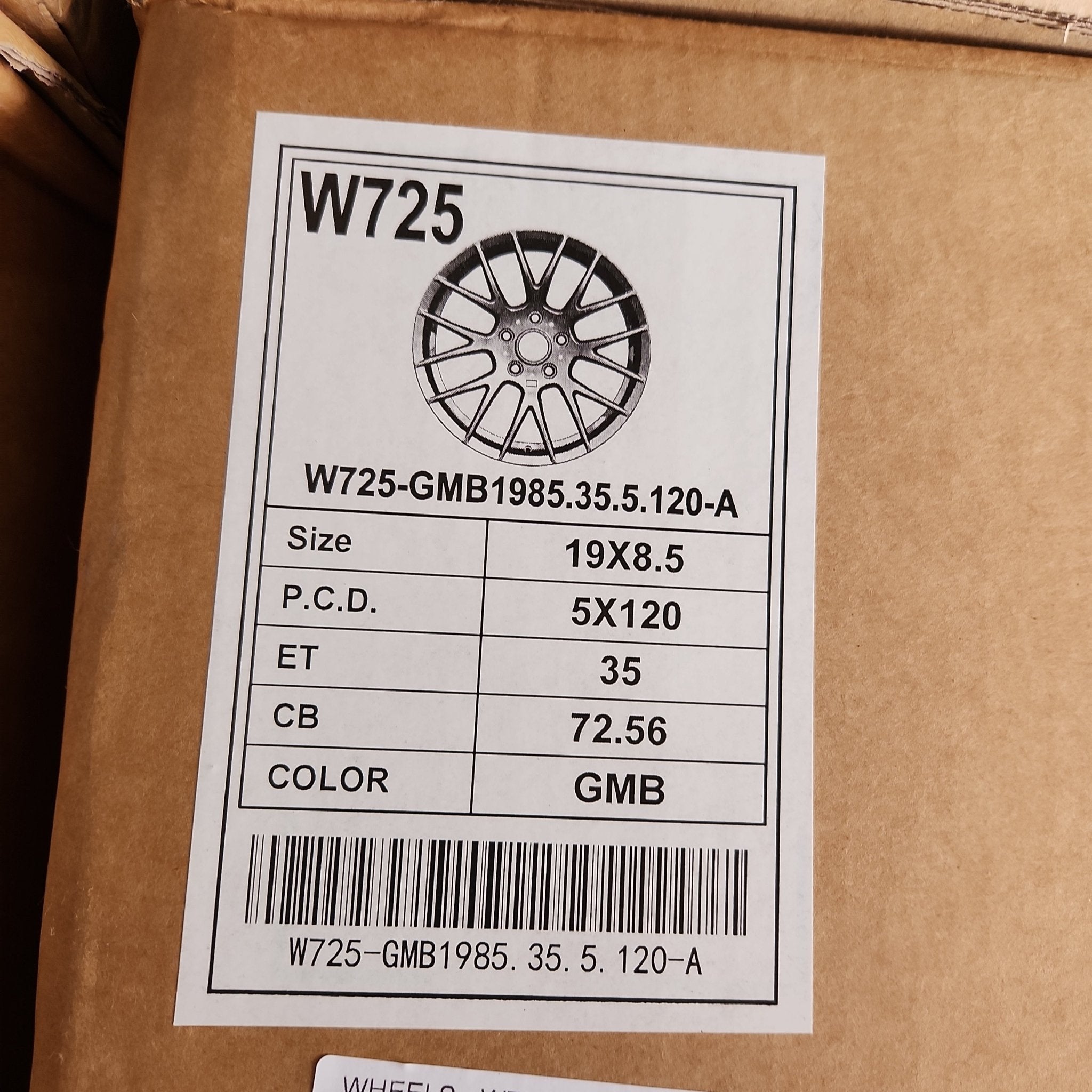 W725 WHEELS 19X8.5 5X120 GMB - Gun Hill Tire House (WTW - WHOLESALE TIRES & WHEELS)