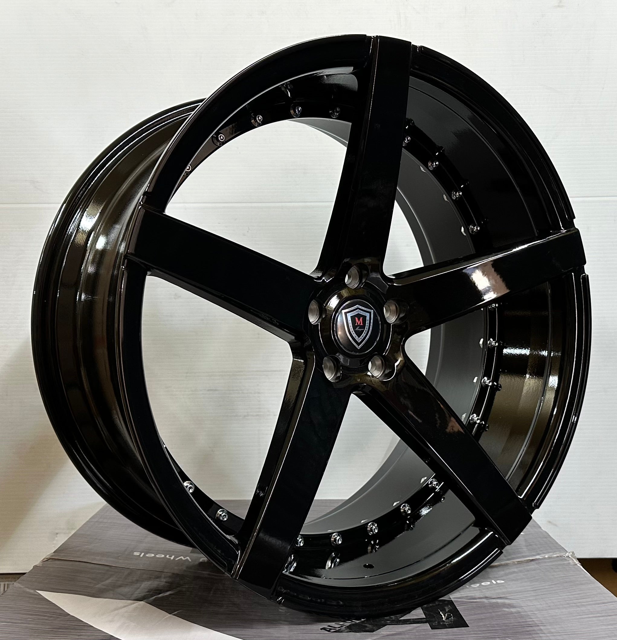 MARQUEE M3226 22x9.0 5x114.3 GLOSS BLACK CHROME RIVETS - Gun Hill Tire House (WTW - WHOLESALE TIRES & WHEELS)
