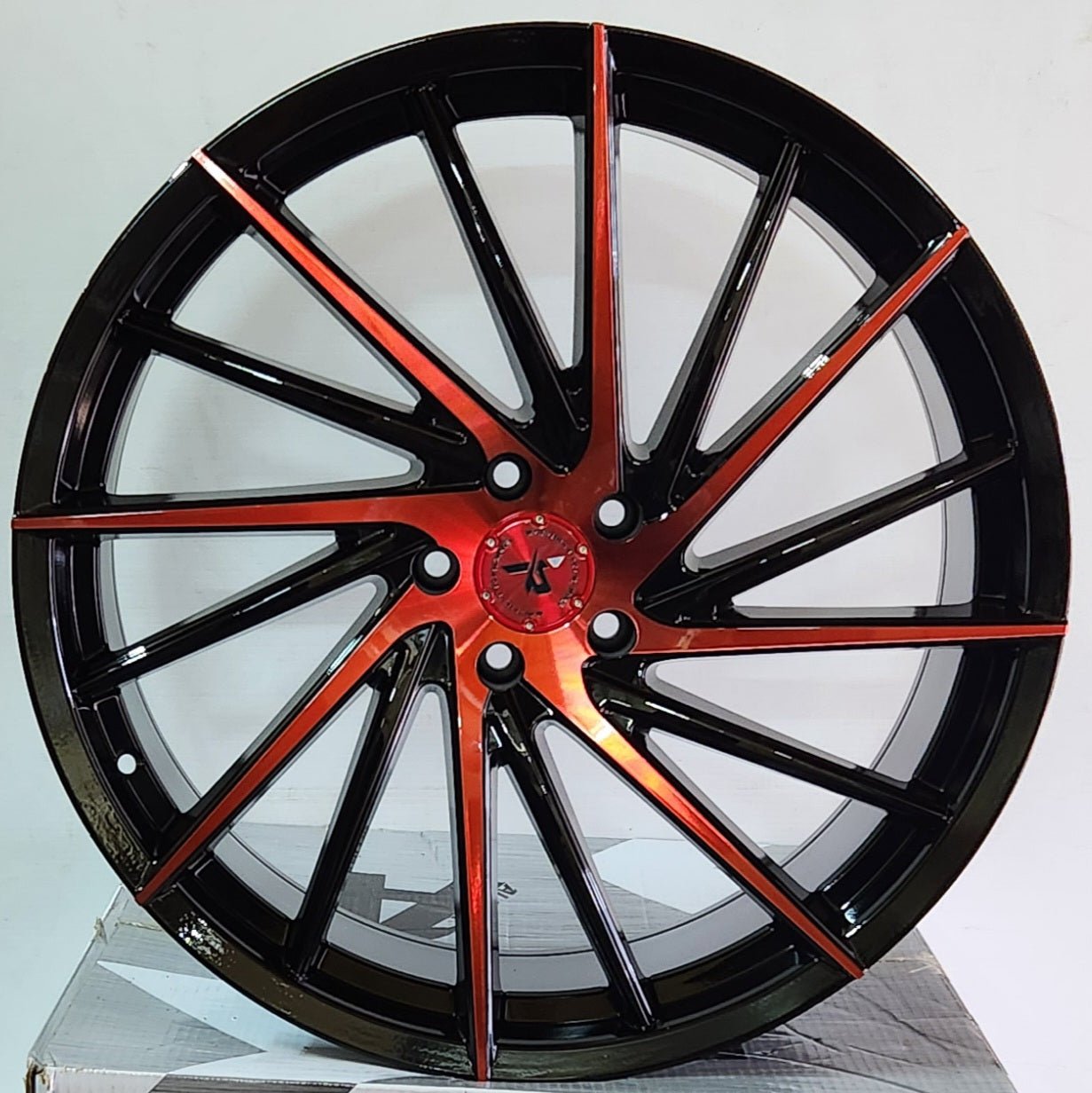IMPACT RACING 608 20X8.5 5X120 - GLOSS BLACK WITH RED MACHINE FACE - Gun Hill Tire House (WTW - WHOLESALE TIRES & WHEELS)