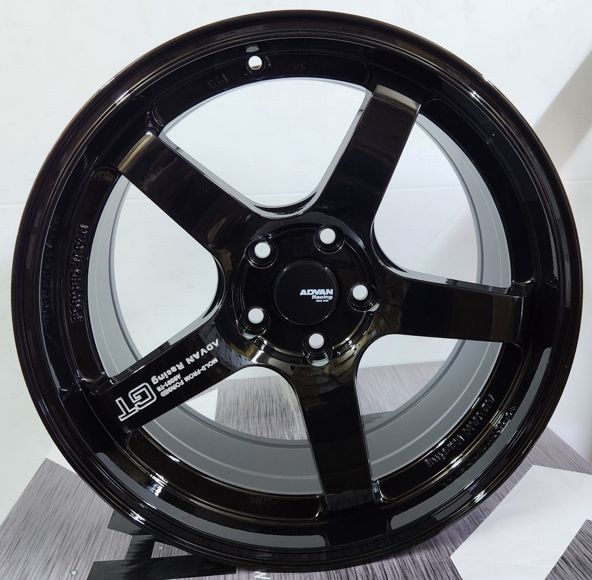 GT - 1 GT STYLE EP 18x8.5 5x112 / 5x114.3 GLOSS BLACK WITH LETTERING V - Gun Hill Tire House (WTW - WHOLESALE TIRES & WHEELS)