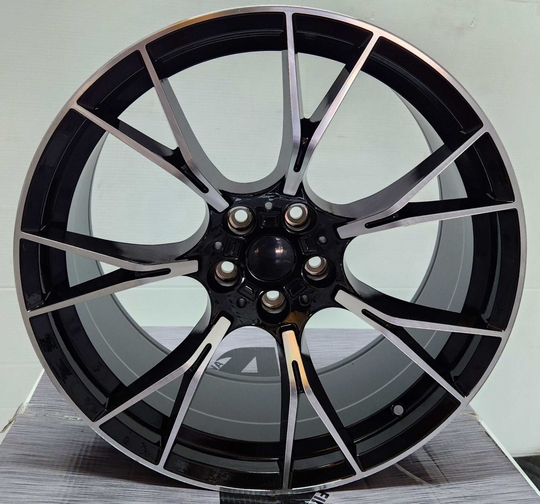 B001 20X9.5 5X112 GLOSS BLACK MACHINED - Gun Hill Tire House (WTW - WHOLESALE TIRES & WHEELS)
