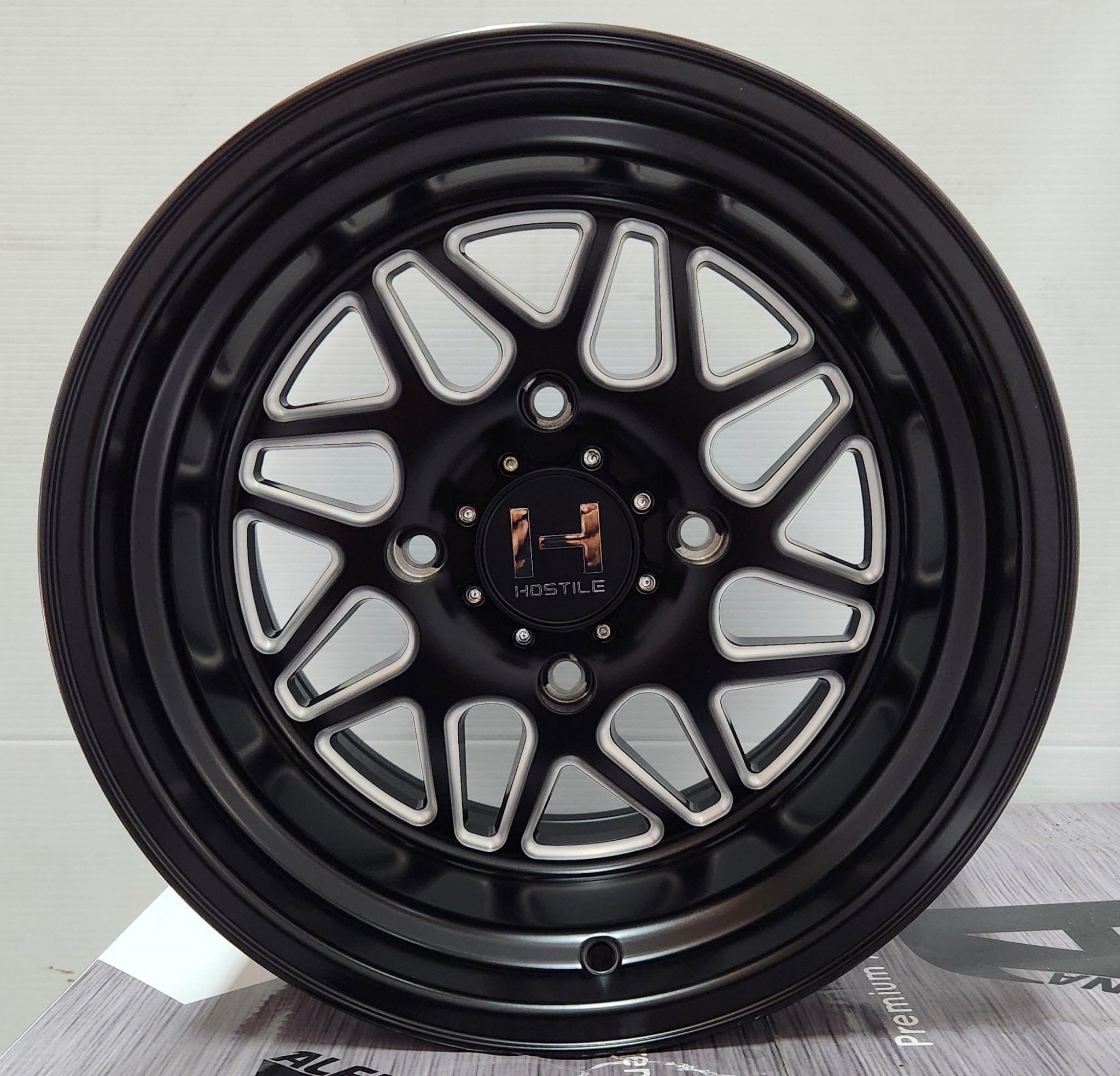 H108 15X10 4X137 FULL SATIN BLACK MILLED - Gun Hill Tire House (WTW - WHOLESALE TIRES & WHEELS)