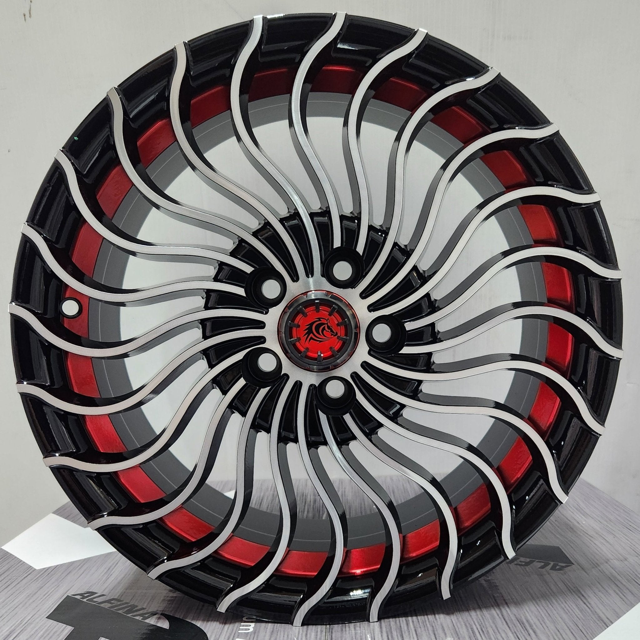 RAPIDASH PW - RD36 16x6.5 5x100 PIANO BLACK MF RED - Gun Hill Tire House (WTW - WHOLESALE TIRES & WHEELS)