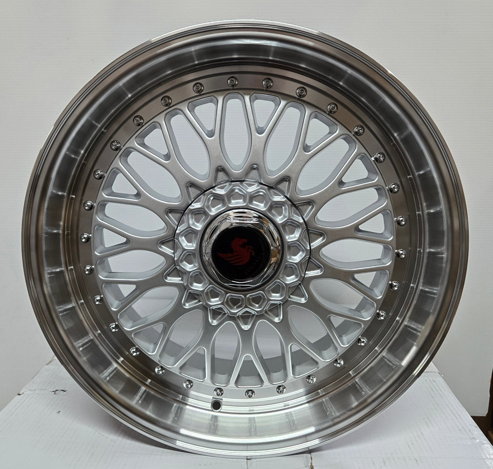 RBM1 19x9.5 5x112 / 5x114.3 / 5x120 SILVER MACHINED LIP CHROME RIVETS - Gun Hill Tire House (WTW - WHOLESALE TIRES & WHEELS)