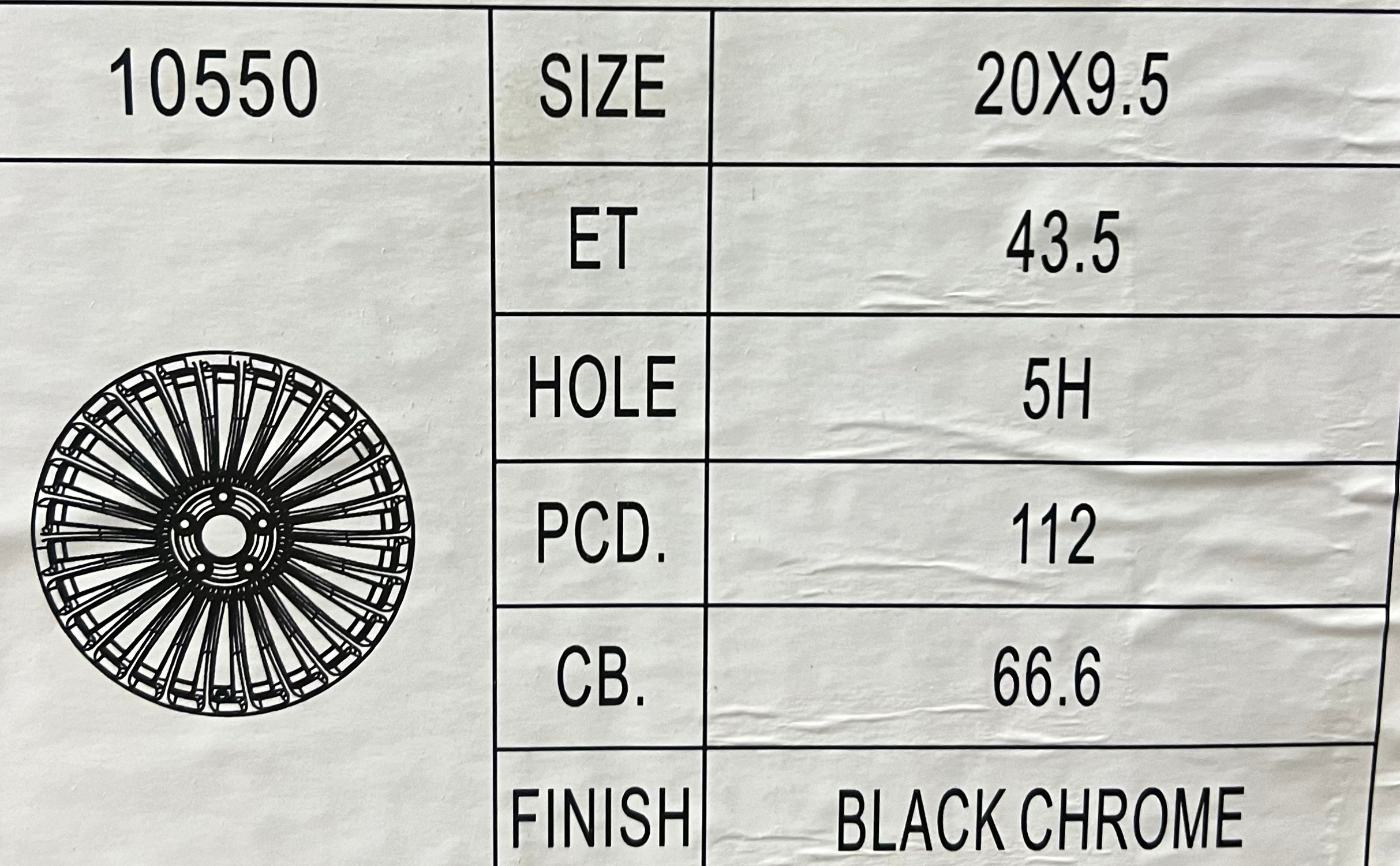 MB 10550 20X9.5 5X112 NEGRO CROMADO