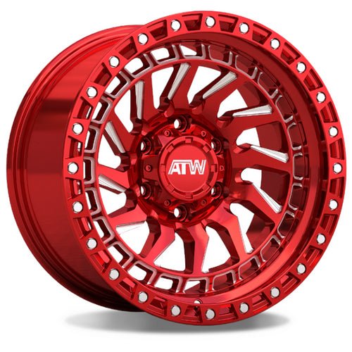 ATW CULEBRA 20x9 6x114.3 / 6x120 CANDY RED MILLED SPOKES SRAINLESS STEEL POINT - Gun Hill Tire House (WTW - WHOLESALE TIRES & WHEELS)
