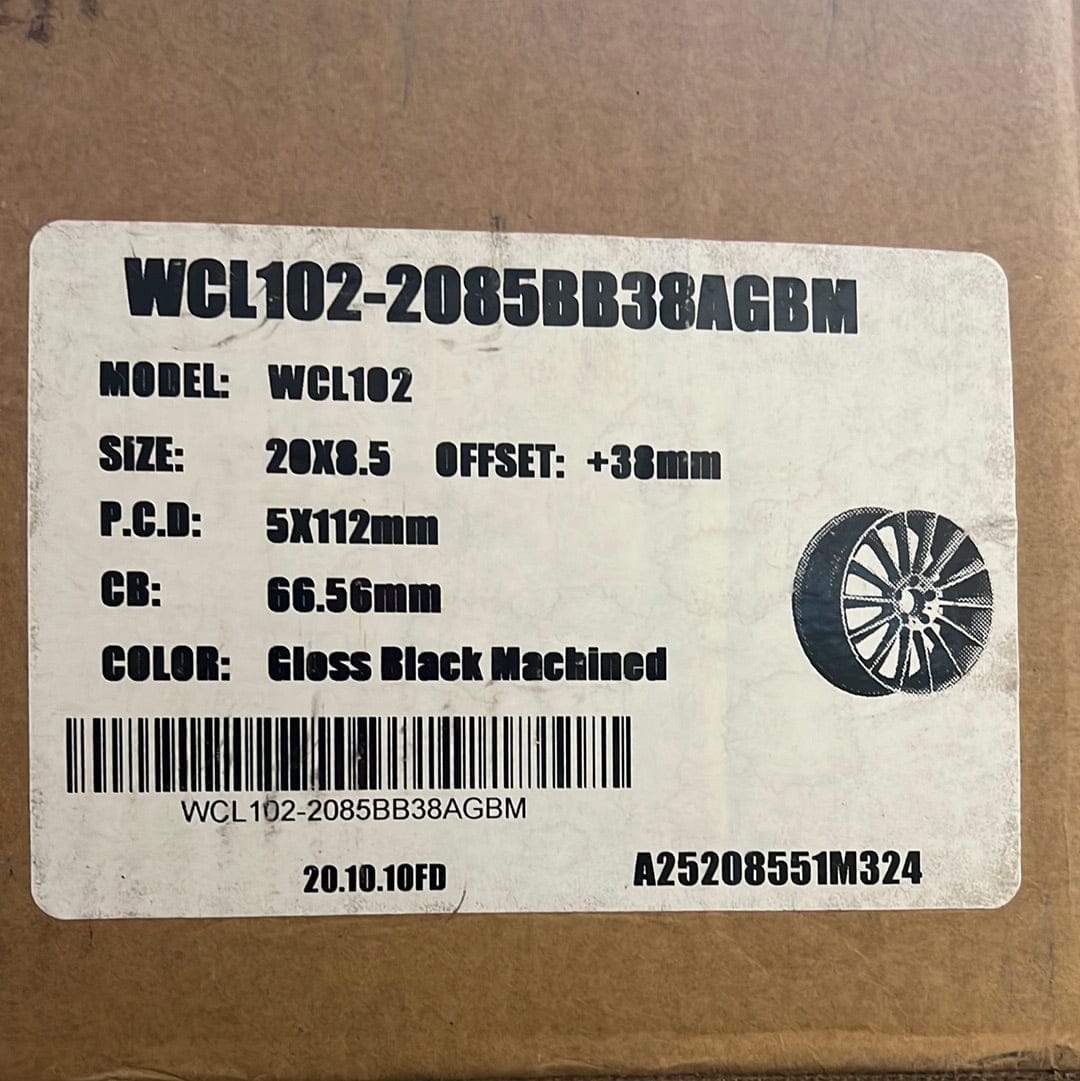 WCL102 WHEELS 20x8.5 5X112 GLOSSY BLAK MACHINE - Gun Hill Tire House (WTW - WHOLESALE TIRES & WHEELS)