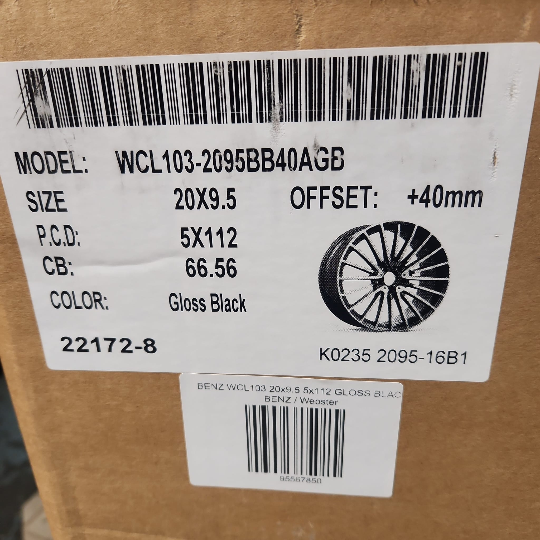 WCL103 WHEELS 20x9.5 5x112 GLOSS BLACK - Gun Hill Tire House (WTW - WHOLESALE TIRES & WHEELS)