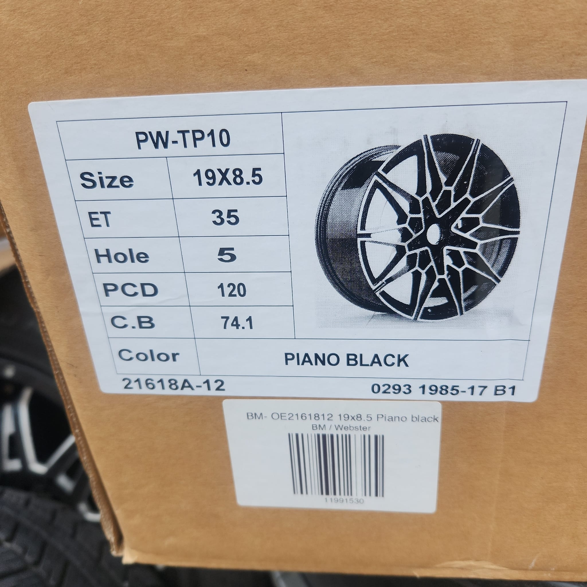 PW - TP10 877 WHEELS 19x8.5 5x120 PIANO BLACK - Gun Hill Tire House (WTW - WHOLESALE TIRES & WHEELS)