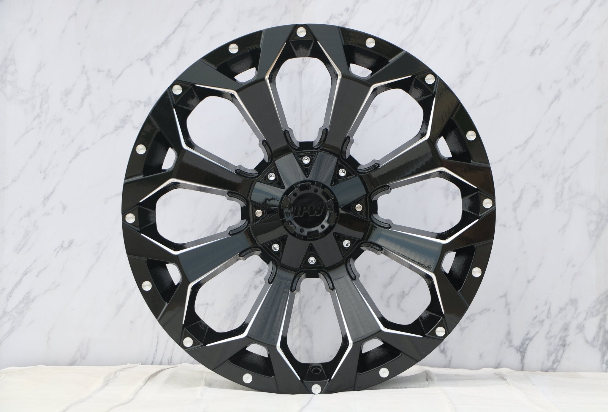W950 1670 Gloss Black Milled 22x10 ET0 5x127/114.3 CB71.6 - Gun Hill Tire House (WTW - WHOLESALE TIRES & WHEELS)