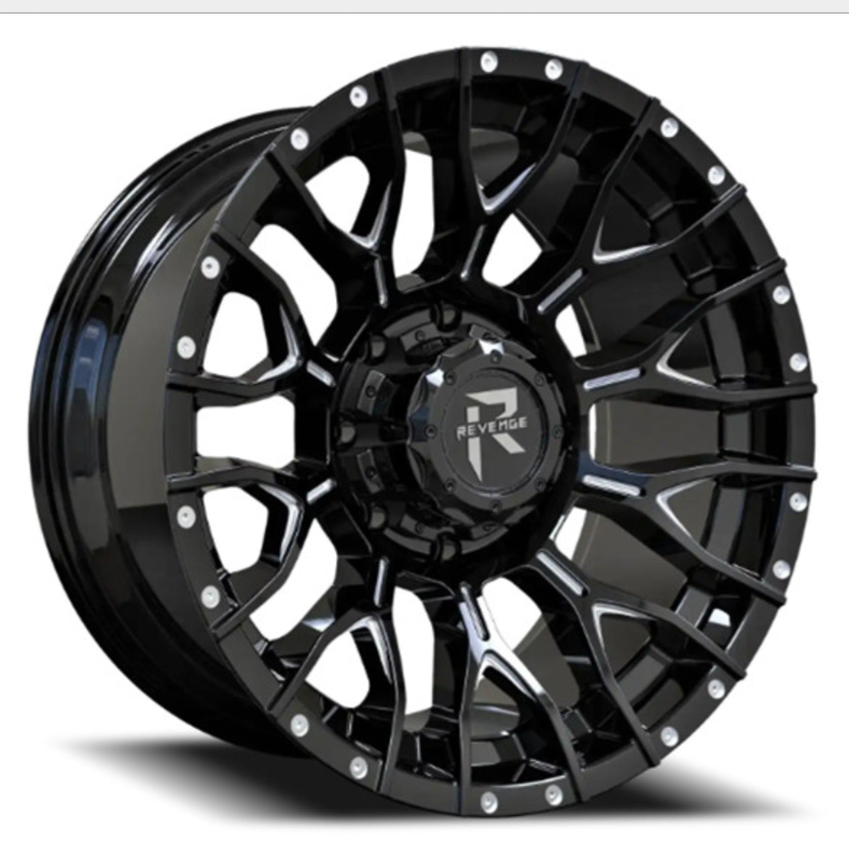 REVENGE RV - 201 20X9 5x127 - 5x139.7 BLACK AND MILLED - Gun Hill Tire House (WTW - WHOLESALE TIRES & WHEELS)