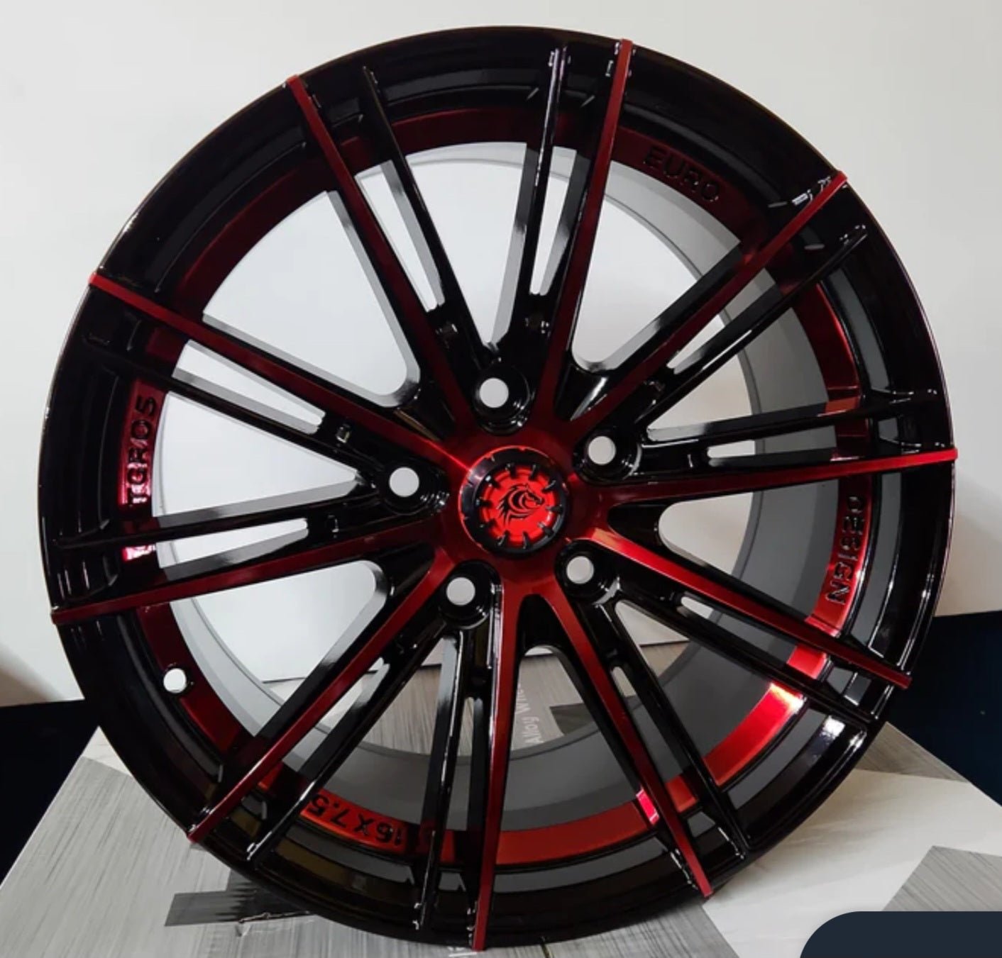 PW - RAPIDASH - RD30 WHEELS 16x7.5 5x100 PIANO BLACK CHERRY RED - Gun Hill Tire House (WTW - WHOLESALE TIRES & WHEELS)
