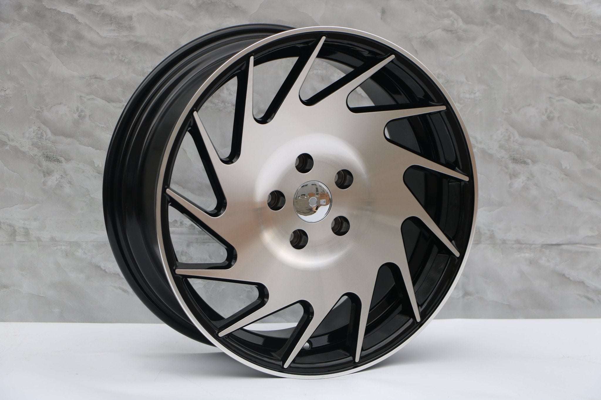 W022 IV - 1229 Black Machined Face 18x8.5 ET35 5x114.3 CB73.1 iv - 1229 - Gun Hill Tire House (WTW - WHOLESALE TIRES & WHEELS)