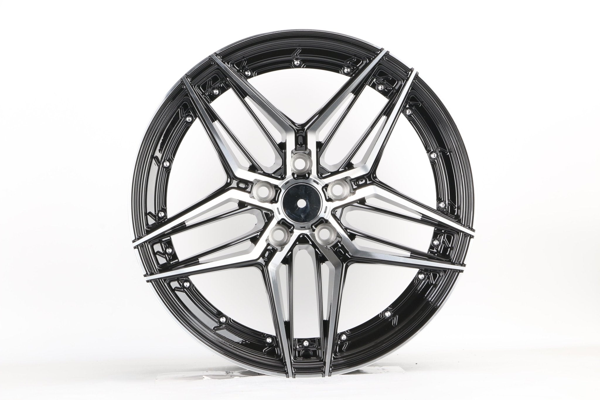 W1515 IVF - 007 Black Machined Face 19x8.5 ET35 5x114.3 CB73.1 - Gun Hill Tire House (WTW - WHOLESALE TIRES & WHEELS)